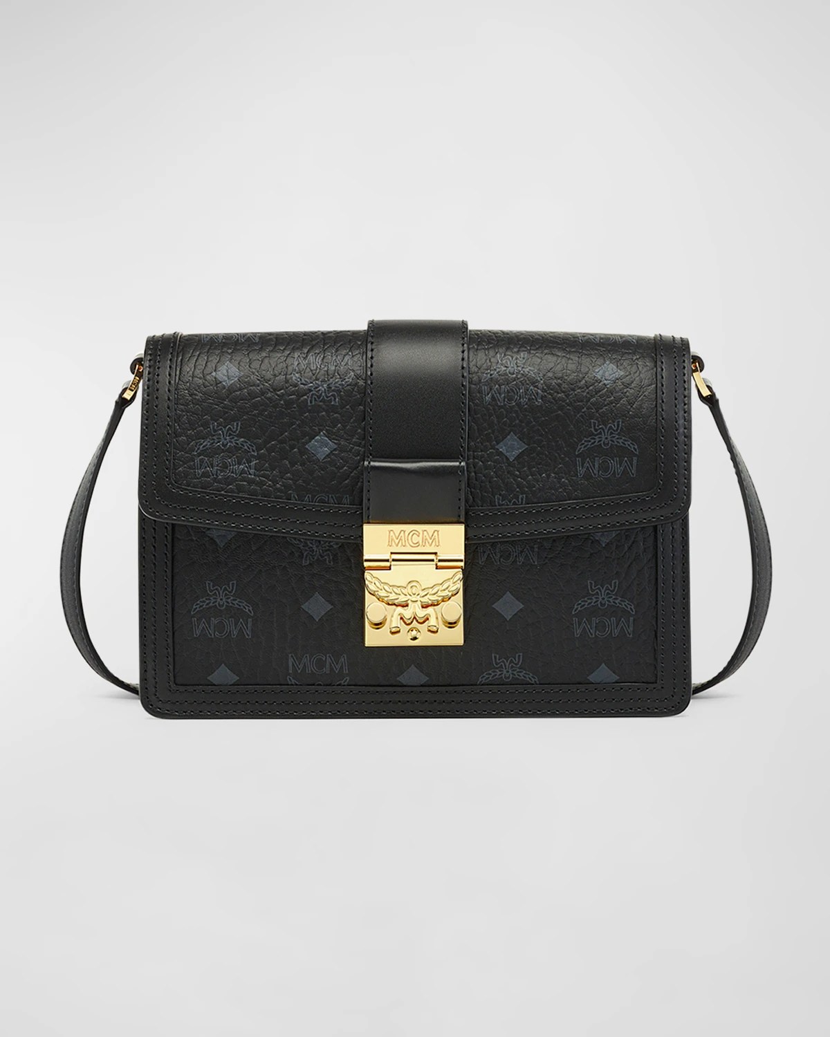 MCM Tracy Visetos Chain Crossbody Bag, Cognac Neiman Marcus