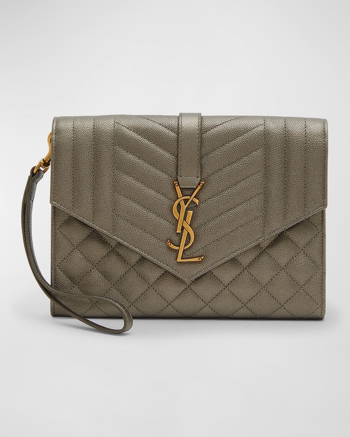 Saint Laurent YSL Monogram Quilted Envelope Clutch Bag Neiman Marcus