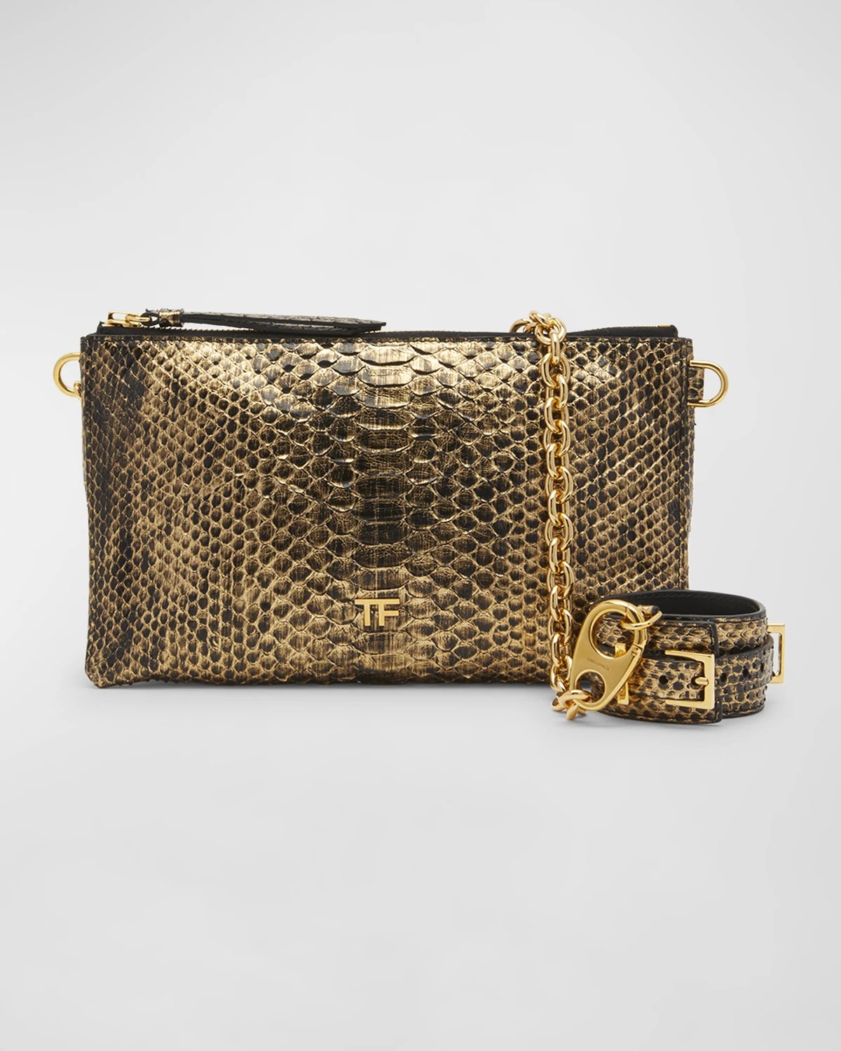 Maria Oliver Emilia Metallic Python Clutch Bag Neiman Marcus