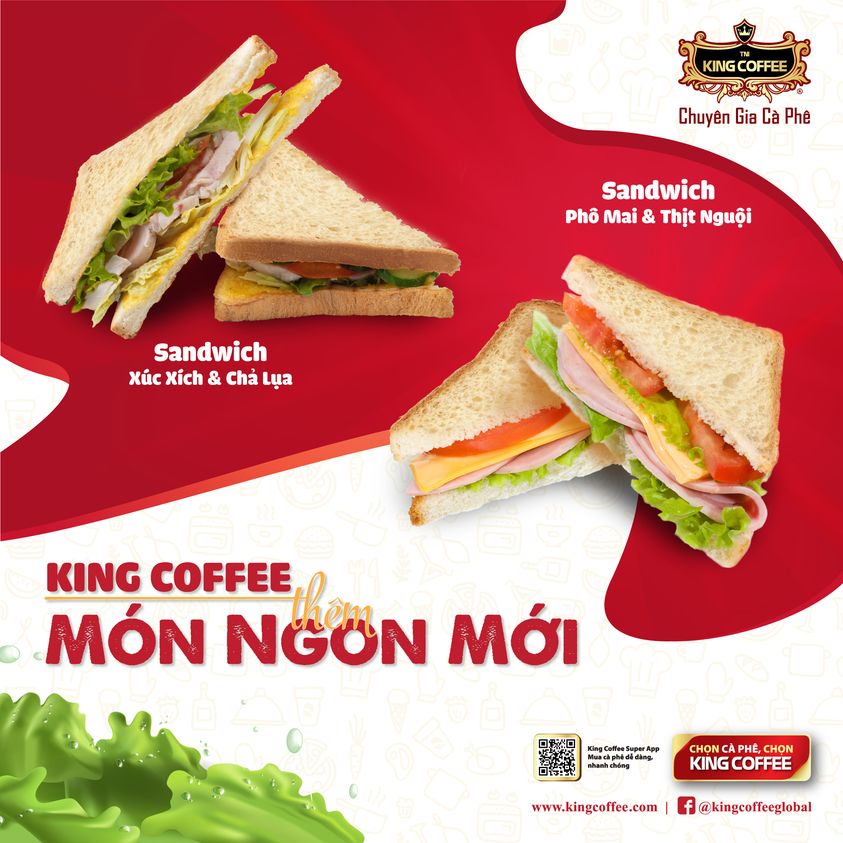 KING COFFEE新增两款新菜单, 让早餐更美味! KING COFFEE正式将两款诱人的早餐菜品加入菜单, 为您带来美味绝佳的早餐.