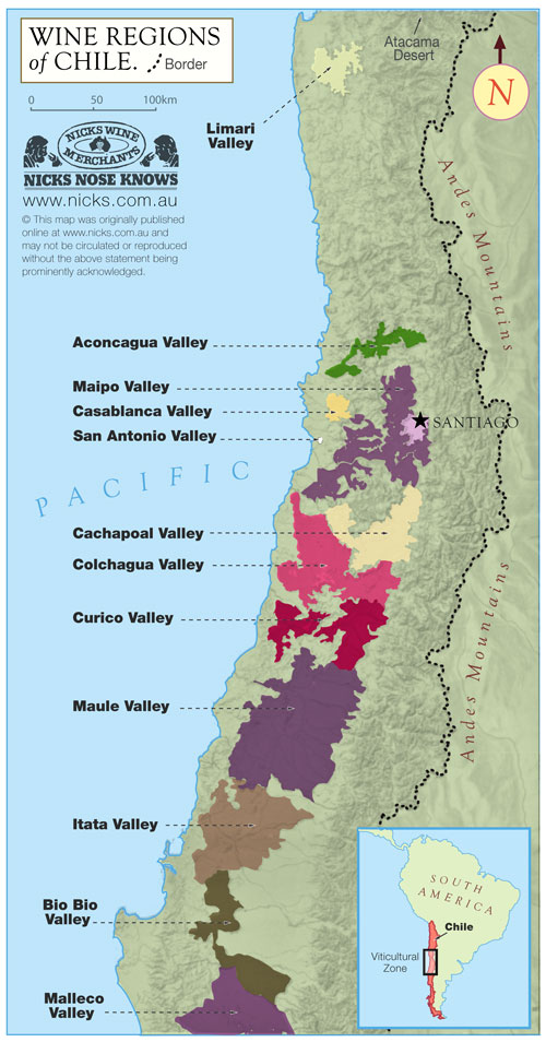 Map of Chile's Wine Regions Nicks Wine Merchants