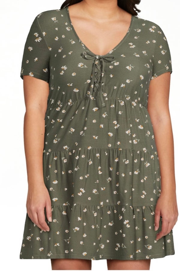 No Boundaries floral tiered lace up babydoll dress Nuuly Thrift