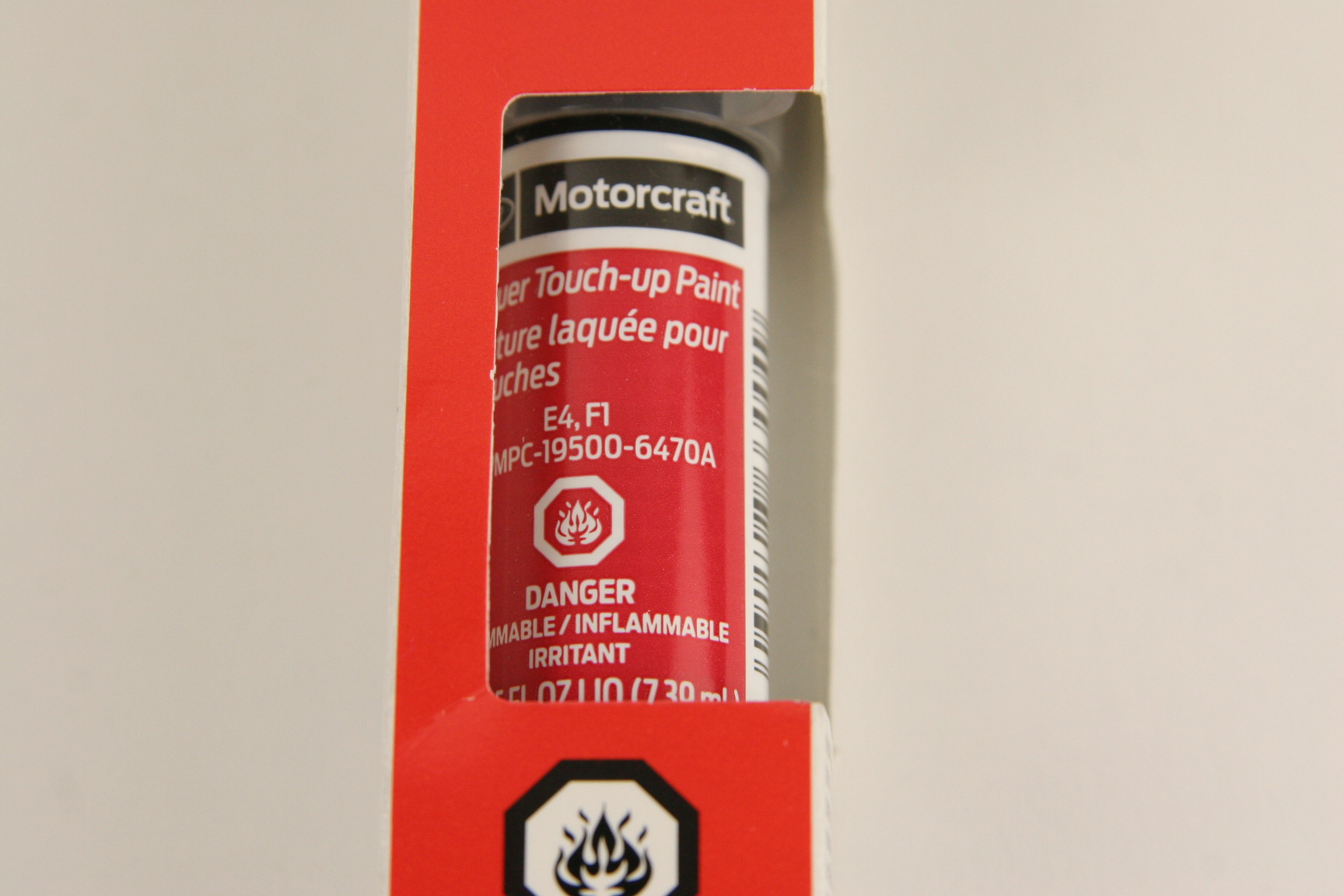 OEM Ford Touch Up Paint Vermillion Red Paint Code E4 PMPC195006470A + Clear Coat