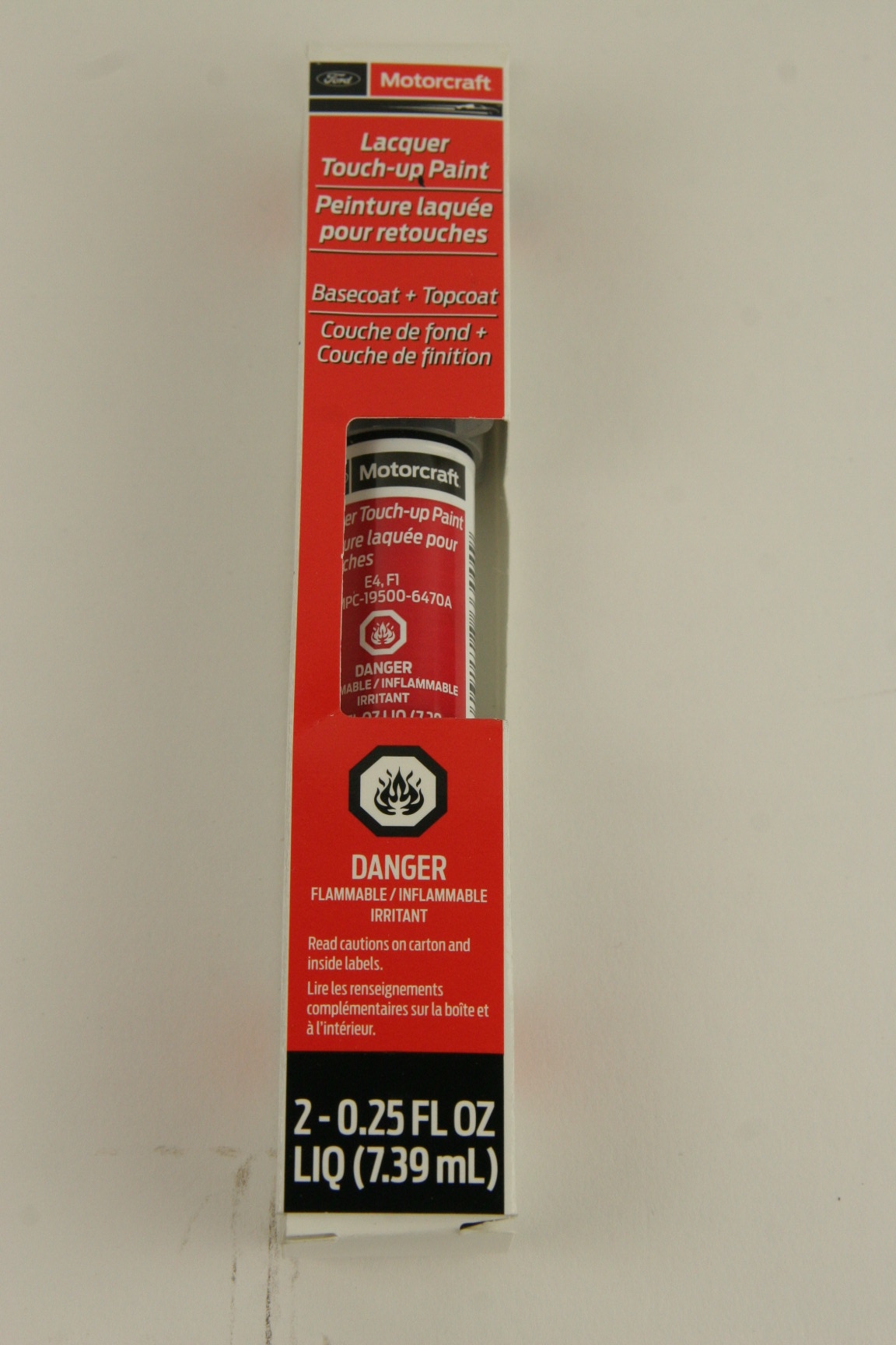 OEM Ford Touch Up Paint Vermillion Red Paint Code E4 PMPC195006470A + Clear Coat