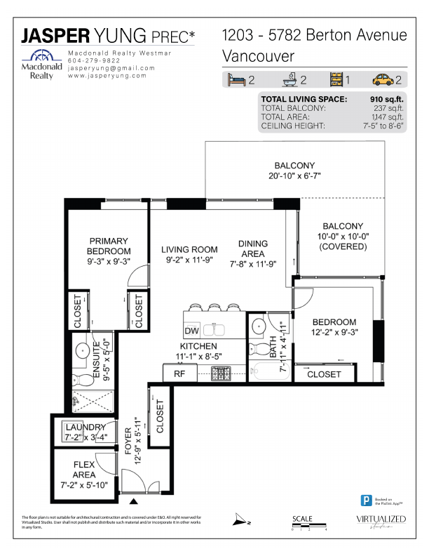 1203 5782 Berton Avenue, Vancouver HD Photos & Floor Plan Listed by Jasper Yung Personal
