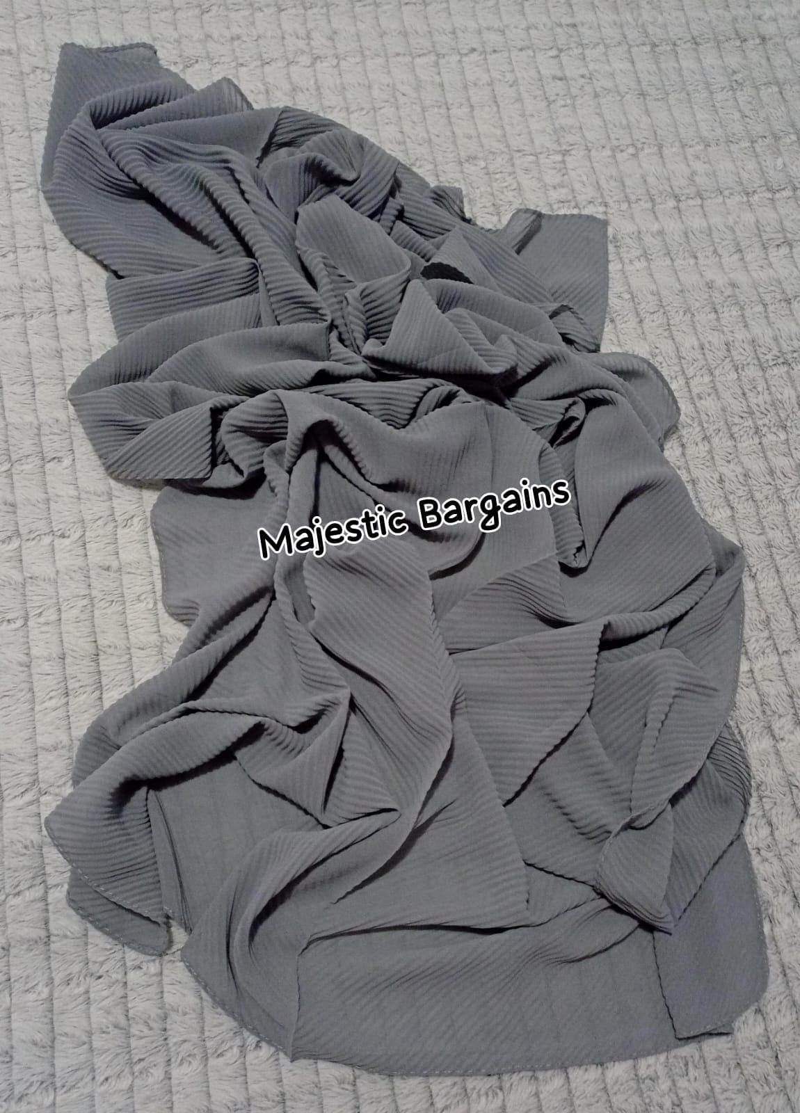 Pleated Chiffon Hijab (SilverGrey Colour) · Majestic Bargains