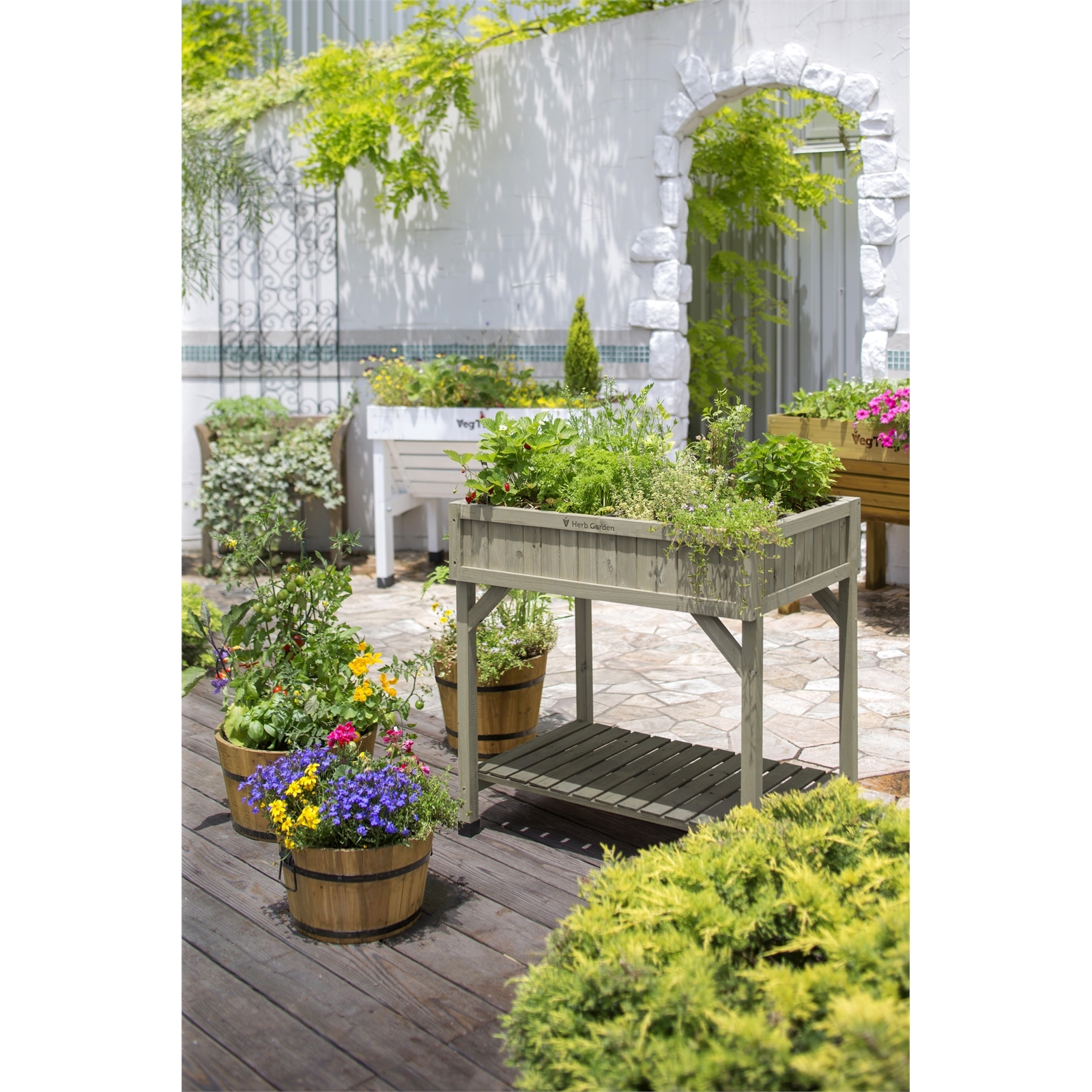 Vegtrug 58 x 78 x 80cm Grey Wash Raised Garden Bed Herb Planter