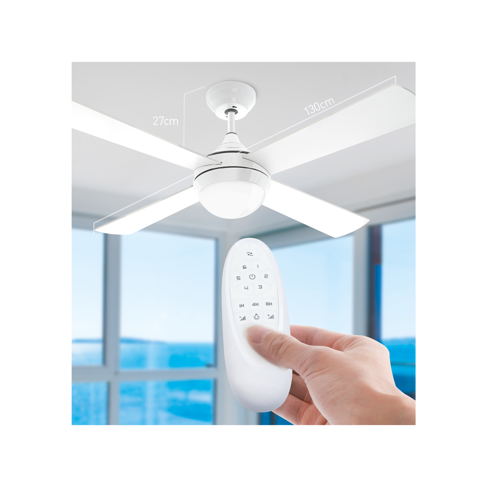 Arlec 130cm White 4 Blade Grid Connect Smart DC Ceiling Fan With LED Light And Remote Bunnings
