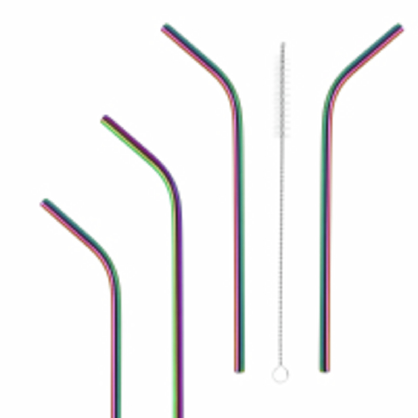 Sherwood 5 Piece Bent Reusable Metal Straw Set with Cleaning Brush (Rainbow) Bunnings Australia
