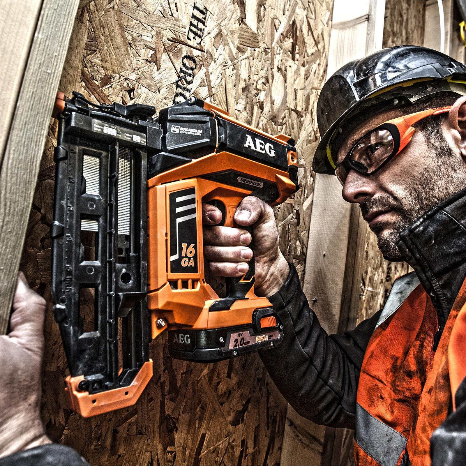 AEG 18V 16GA Brushless Straight C Brad Nailer Skin Only Bunnings Australia