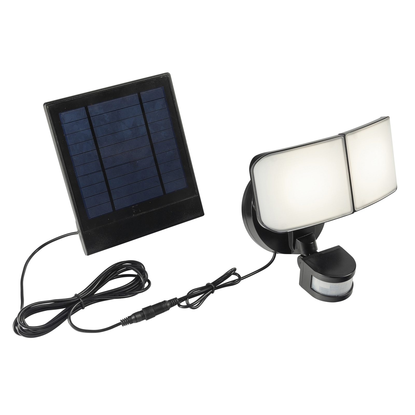 Brilliant Lighting 7W Black Middleton Security Solar Sensor Twin Light