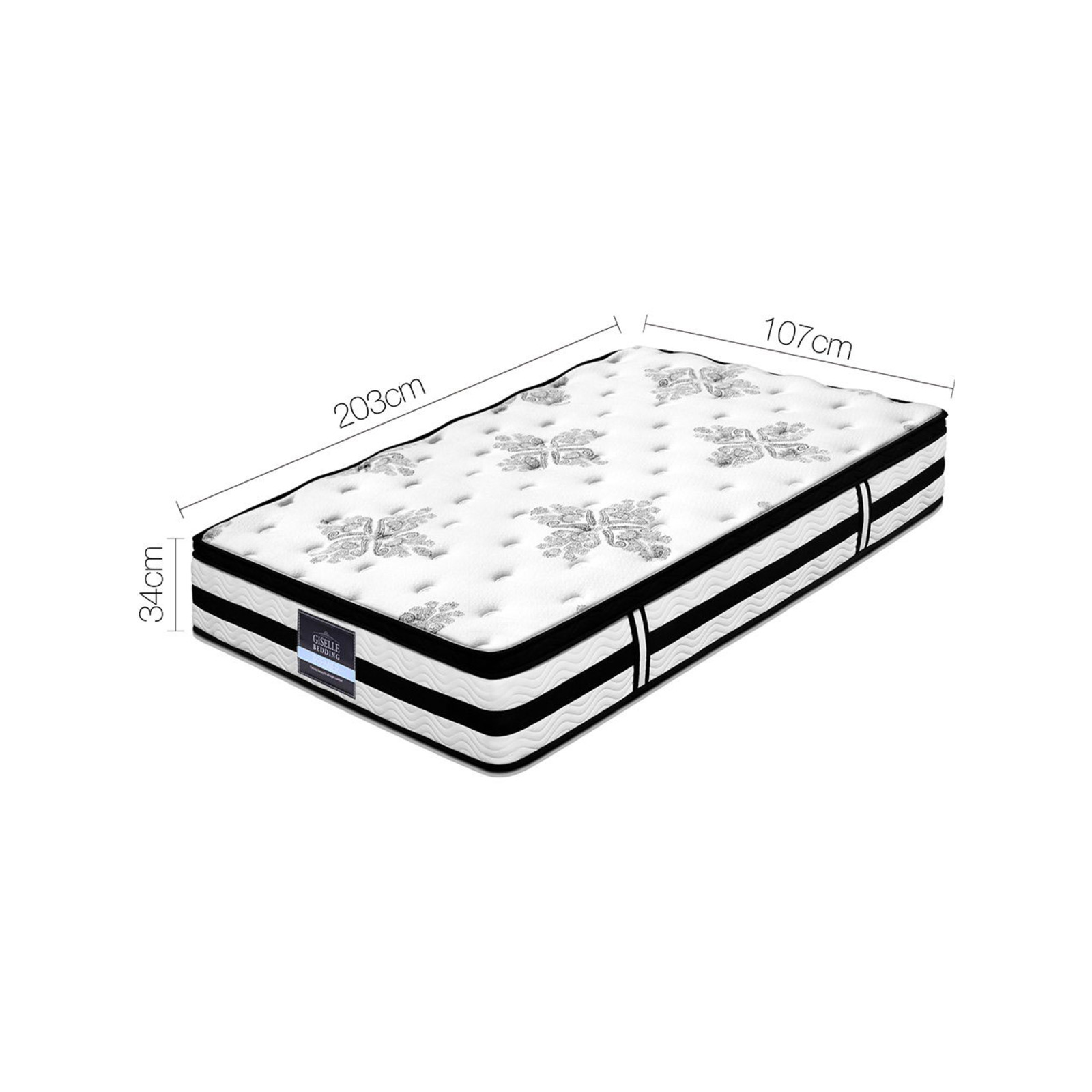 Giselle Bedding KING SINGLE Mattress Bed Euro Top Pocket Spring Firm