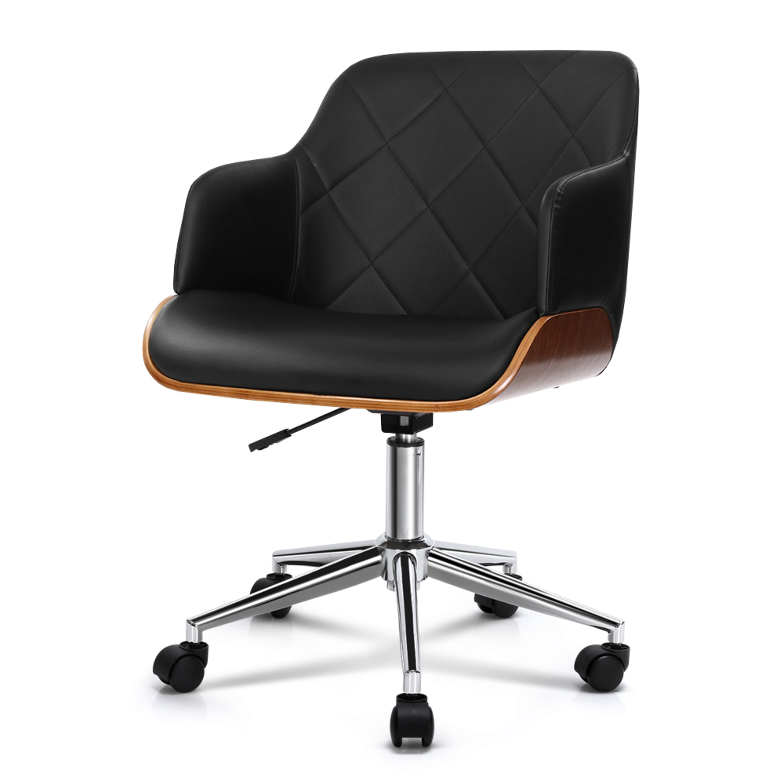 Artiss Portia Black PU Leather & Wood Office Chair Bunnings Australia