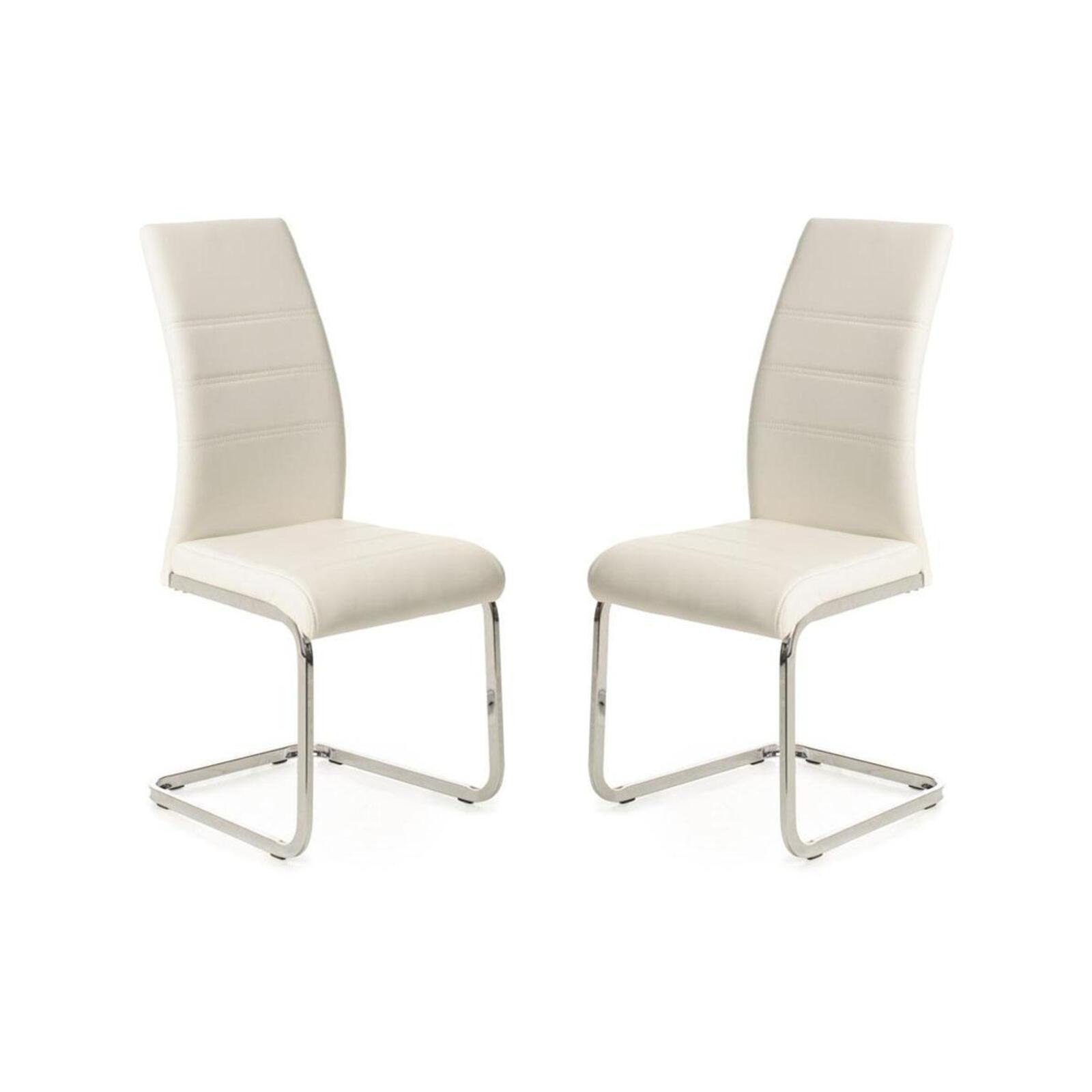Set of 2 Giara Faux Leather Dining Chair Chrome Legs White Bunnings