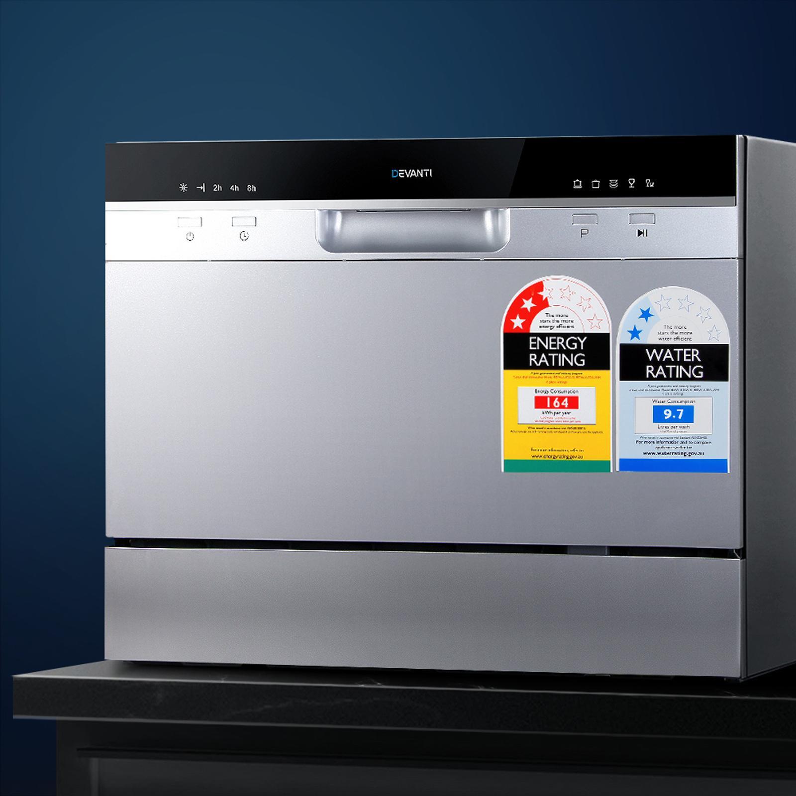 Devanti Benchtop Dishwasher 6 Place Settings Silver Bunnings Australia