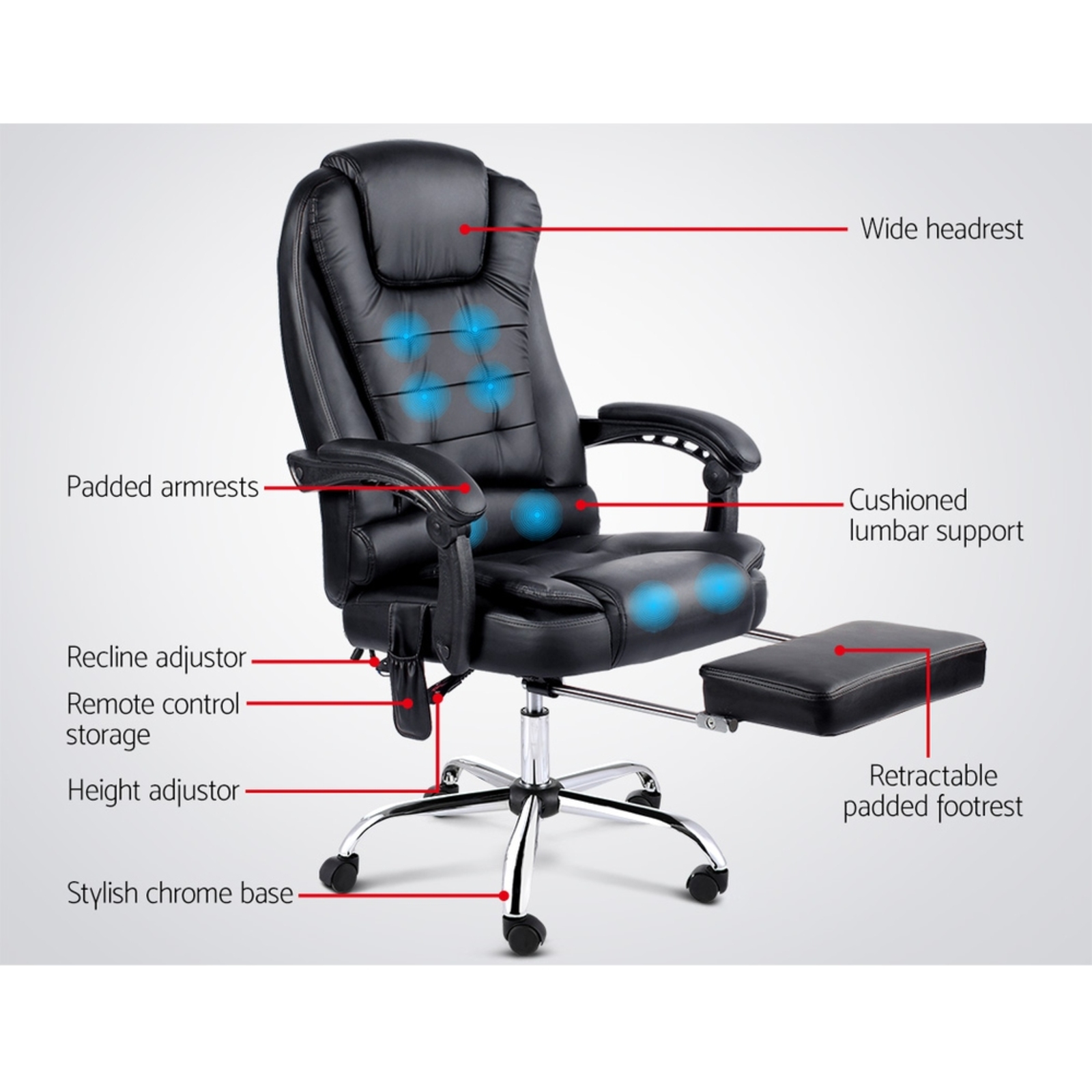 Artiss 8 Point Massage Office Chair Heated Reclining Gaming Chairs