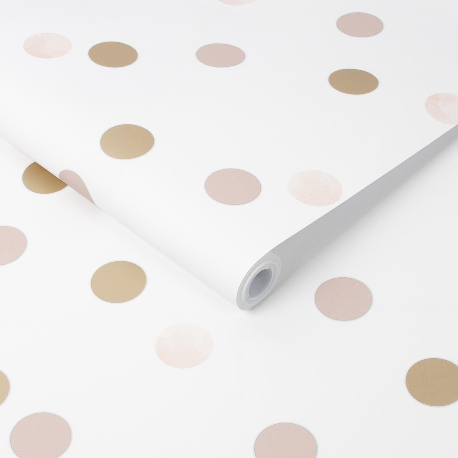 Superfresco Easy 1/2m Pink American Gold Dotty Polka Wallpaper Sample