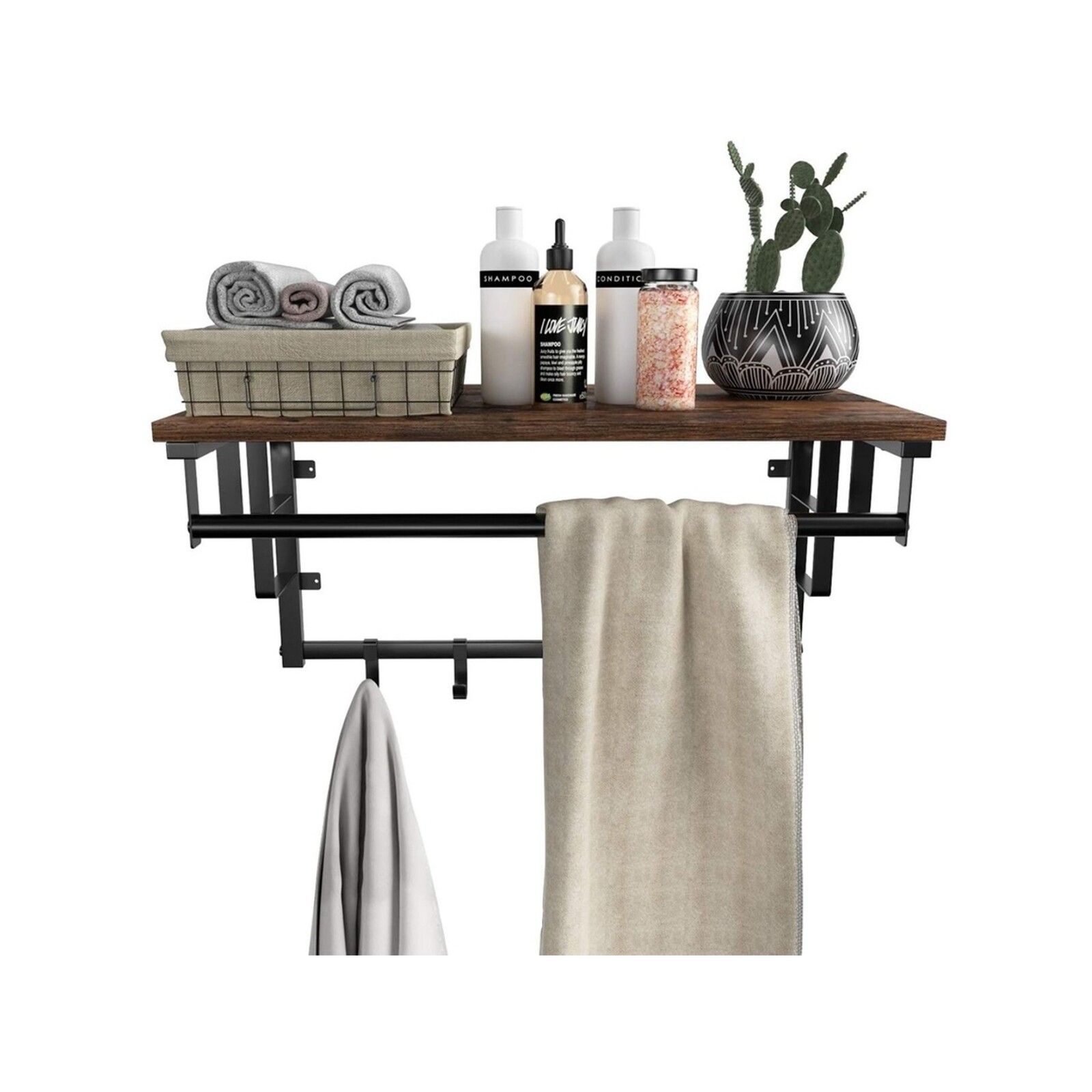 VASAGLE WallMounted Coat Rack Rustic Brown and Black Bunnings Australia