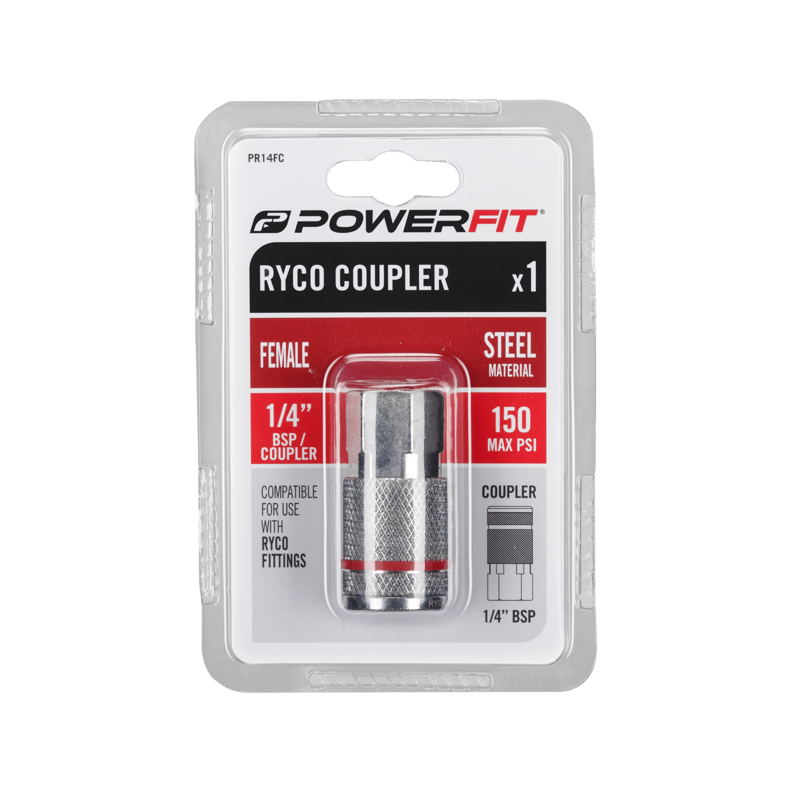 Powerfit RYCO Style 1/4" Female Coupler Bunnings Australia