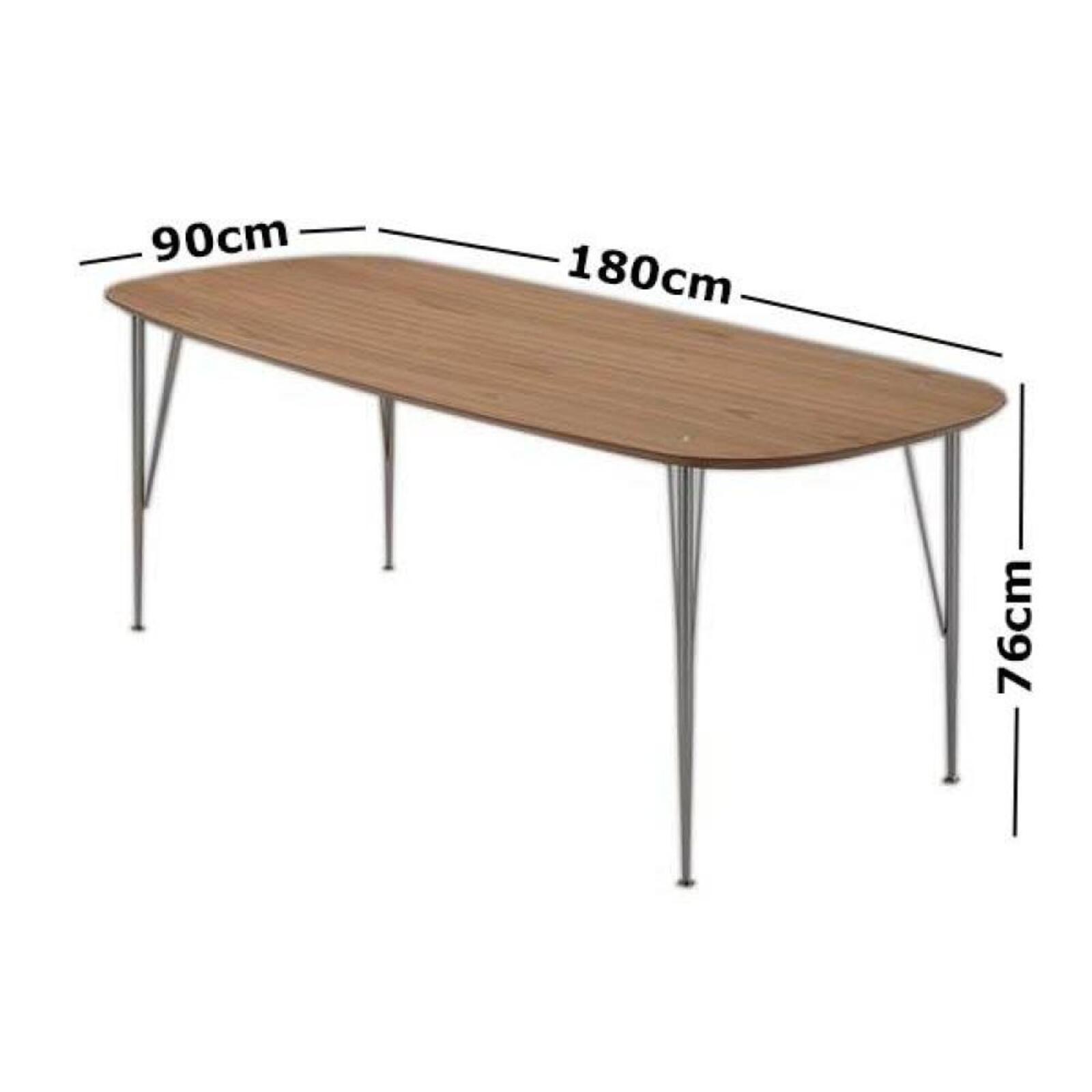 6IXTY2 Scandinavian Wooden Dining Table Small 180cm Metal Legs Oak