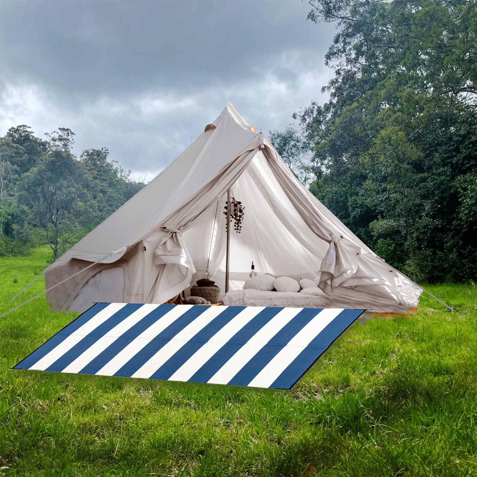 Outdoor Rug / Camping Mat Bold Yet Elegant Blue And White Stripe