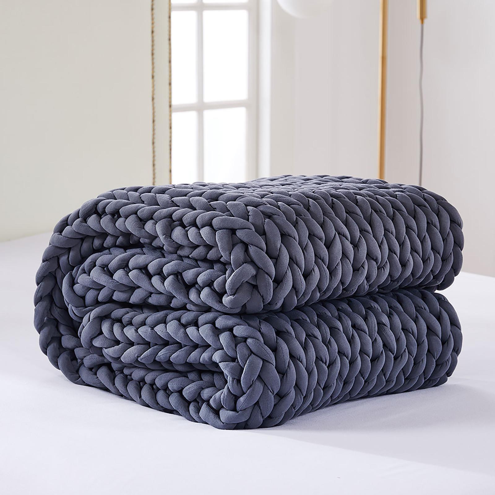 DreamZ 9kg Dark Grey Knitted Weighted Blanket Chunky Bulky Knit Throw Blanket Bunnings Australia