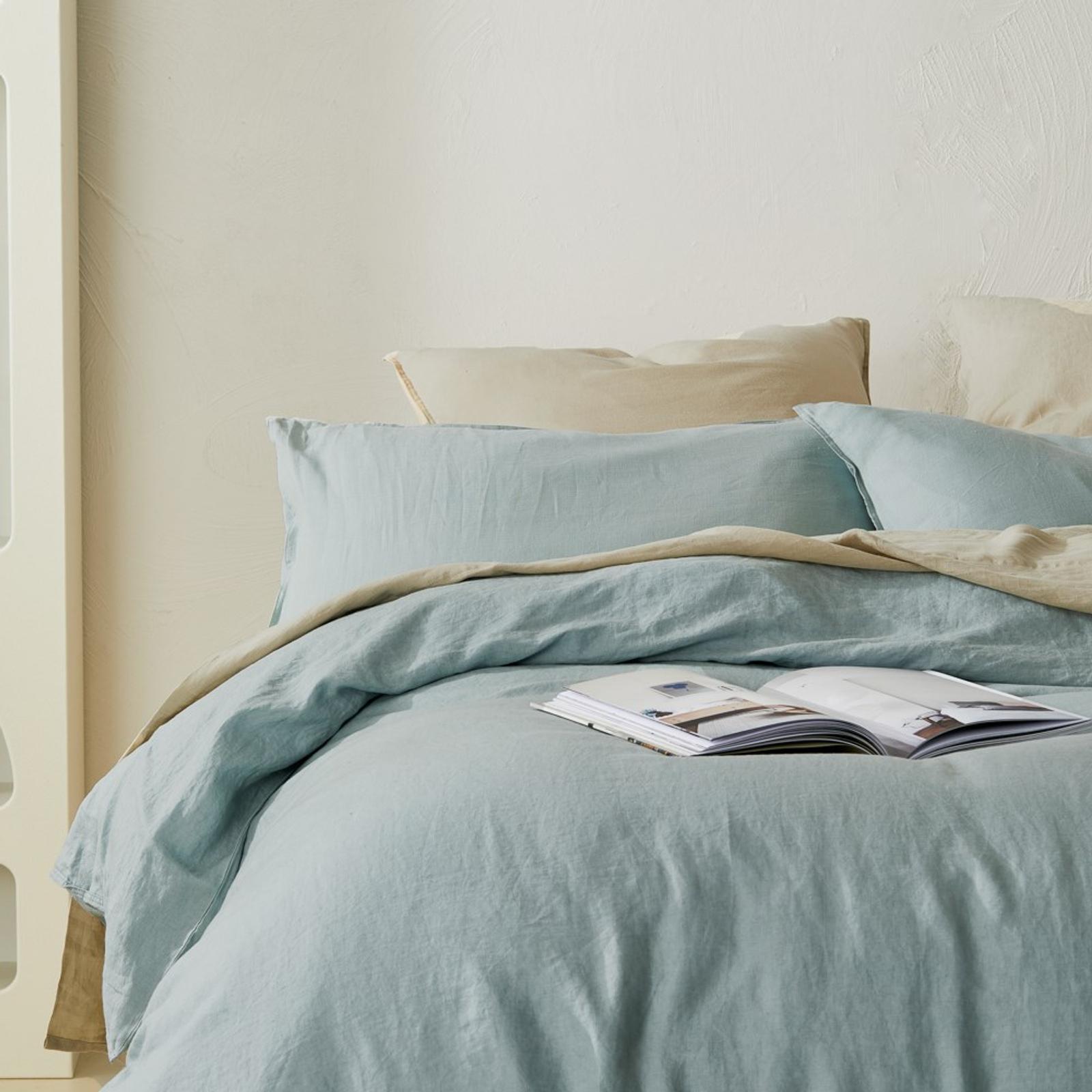 MyHouse Linen Quilt Cover King Jade Bunnings Australia