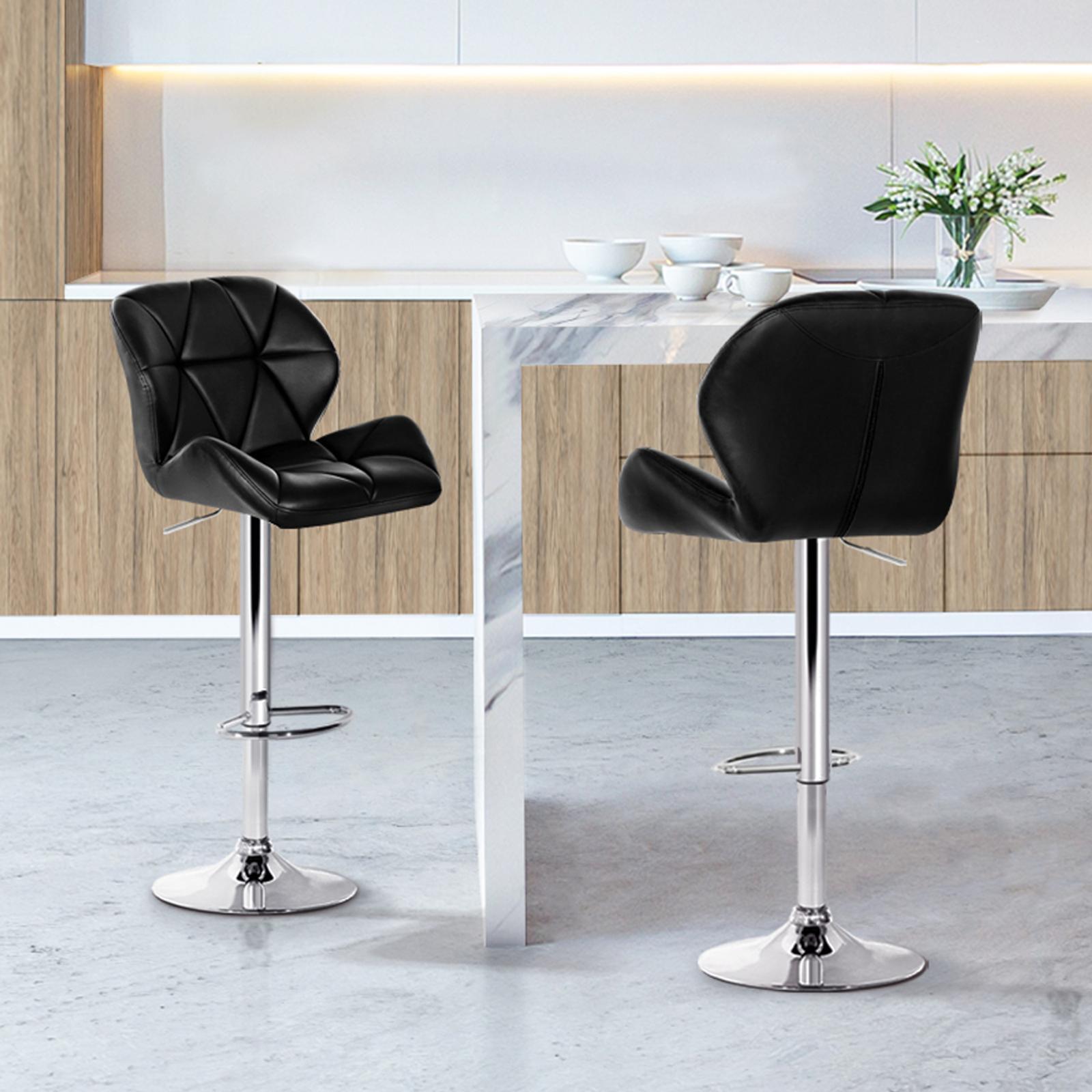 Artiss Jorn Set of 2 Black PU Leather Kitchen Bar Stools Bunnings