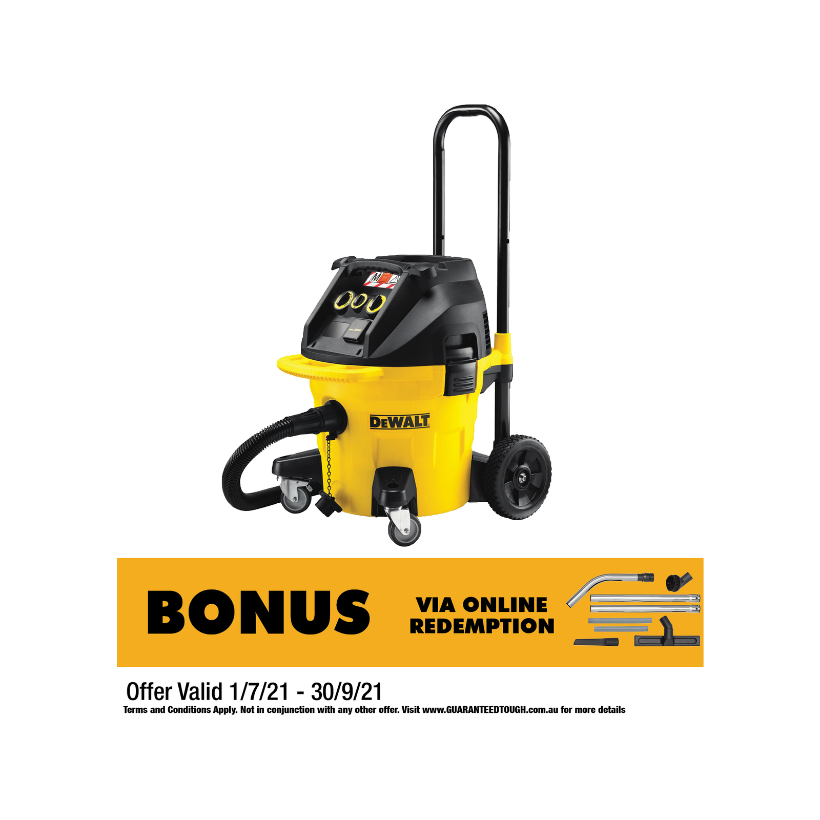 DeWALT 38L Construction M Class Dust Extractor Vacuum Bunnings New