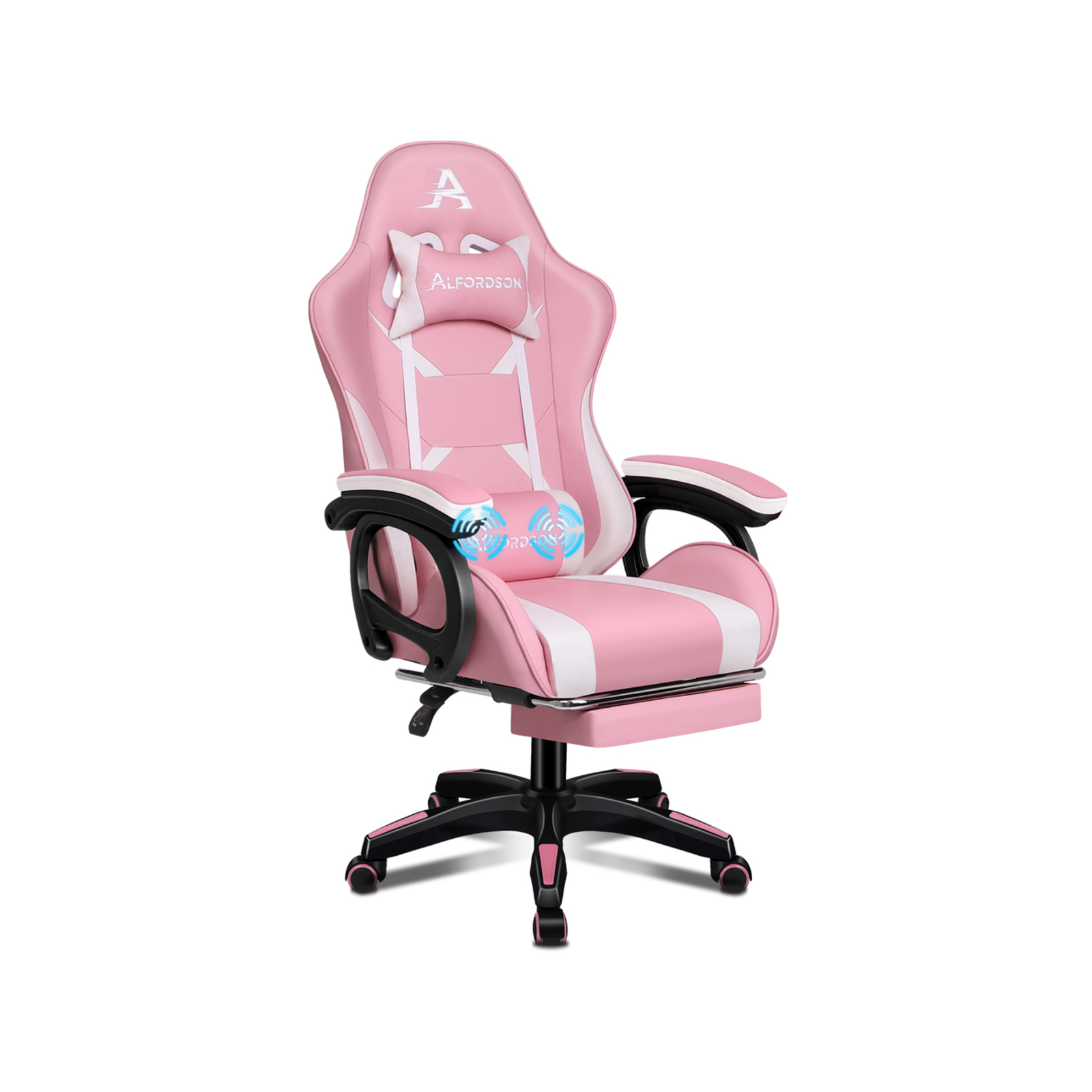 ALFORDSON Gaming Chair 2Point Massage Lumbar Pillow Xavier Pink