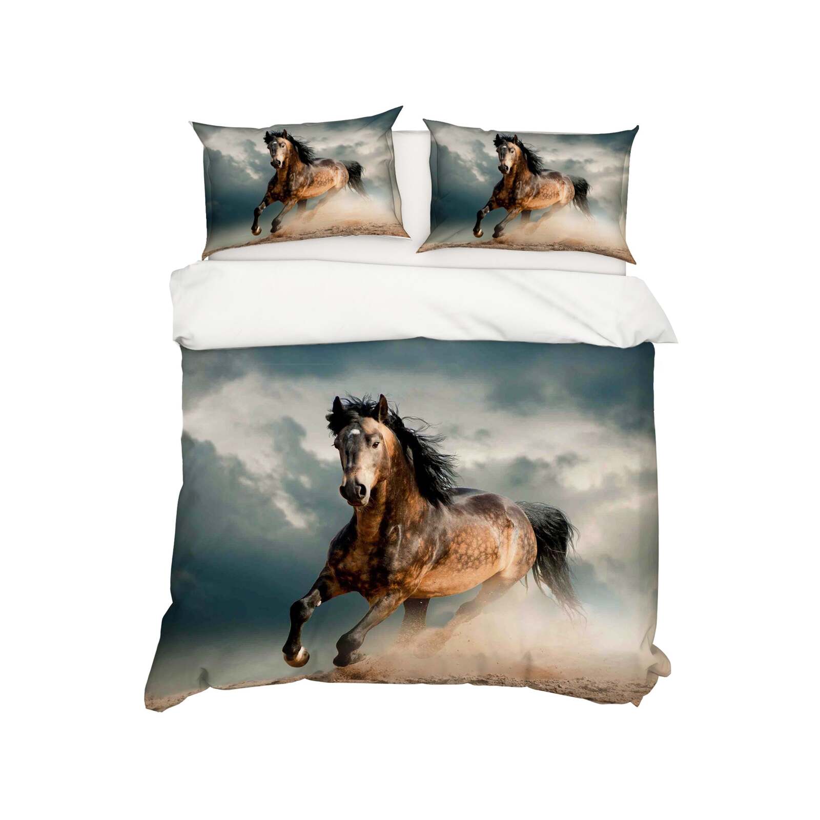 3D Horse Quilt Cover Set Bedding Set Pillowcases 05 Bunnings Australia