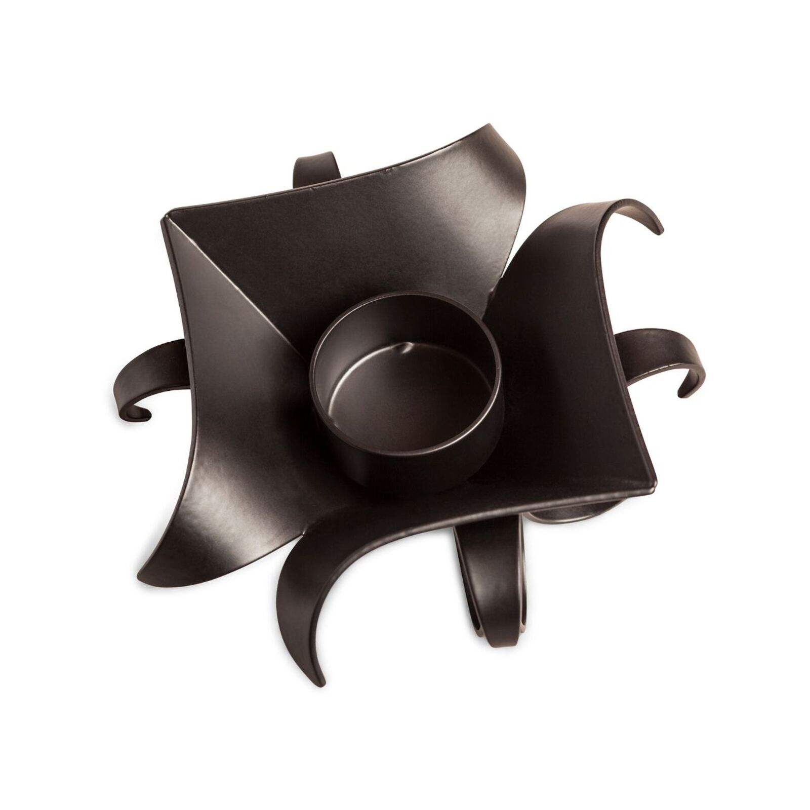 Lirash Decorative Black Metal Lotus Tea Light Candle Holders in Set of