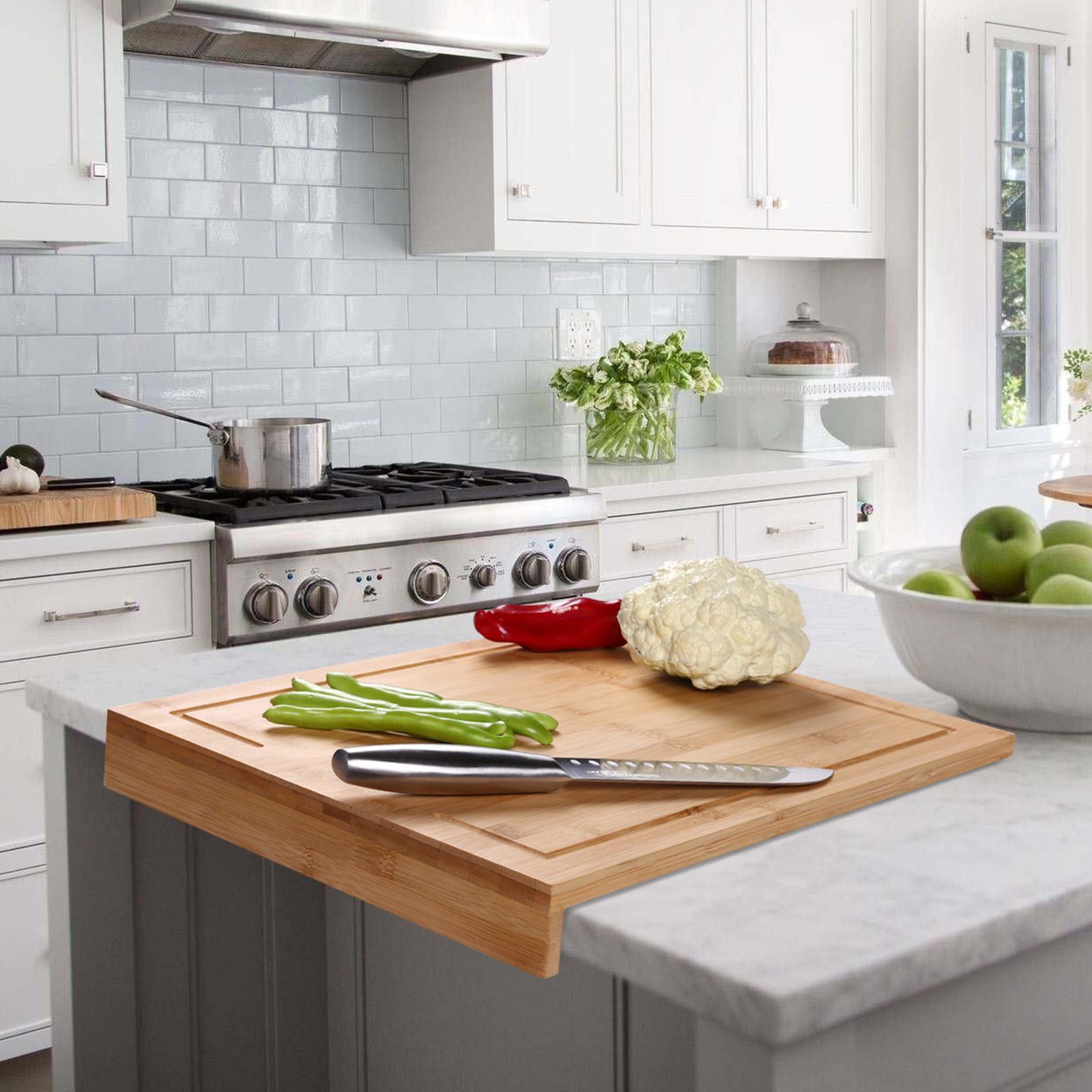 Gourmet Kitchen Bamboo Cutting Board with Counter Edge Natural Brown