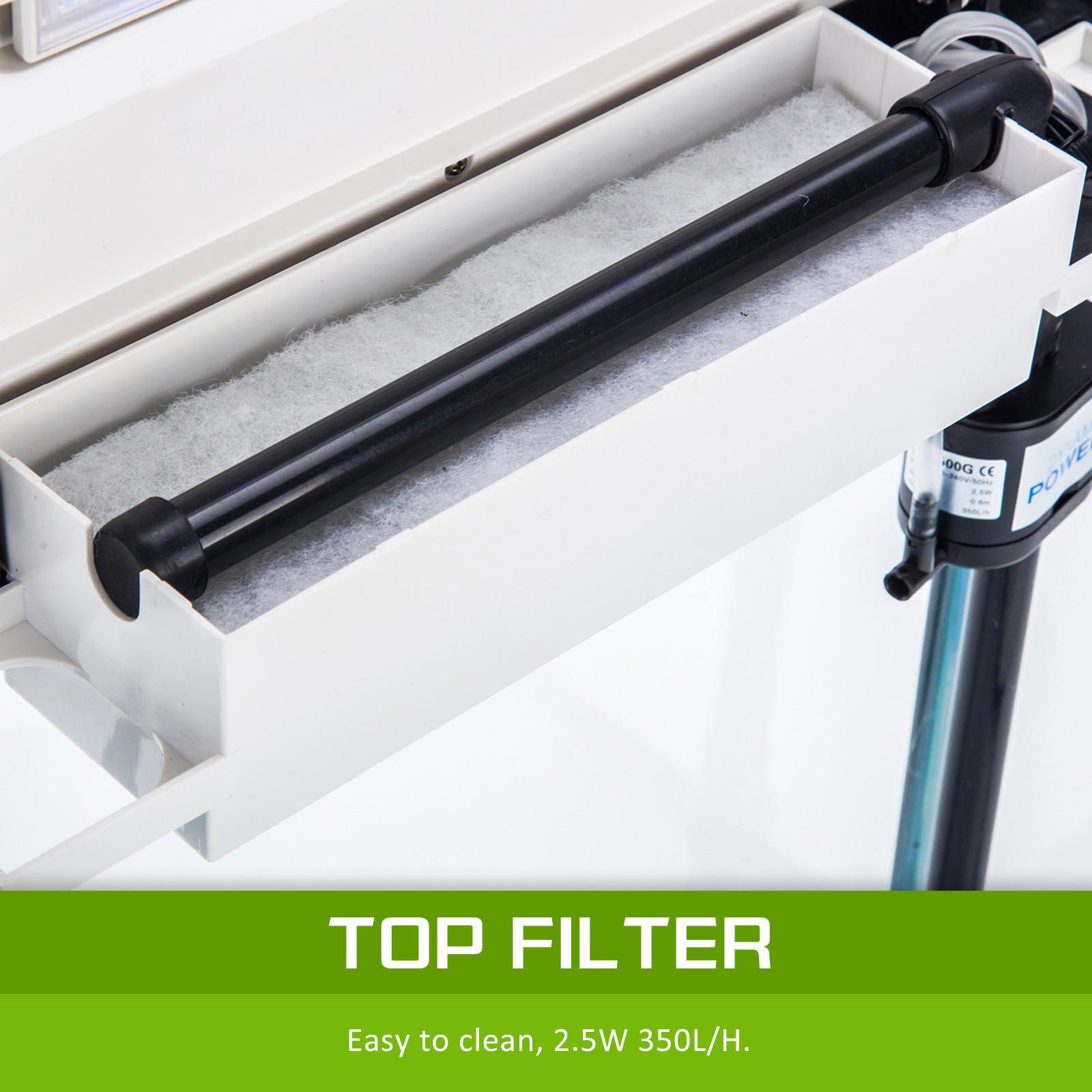 Aquarium Curved Glass RGB LED Fish Tank Set Filter Pump 30L Bunnings