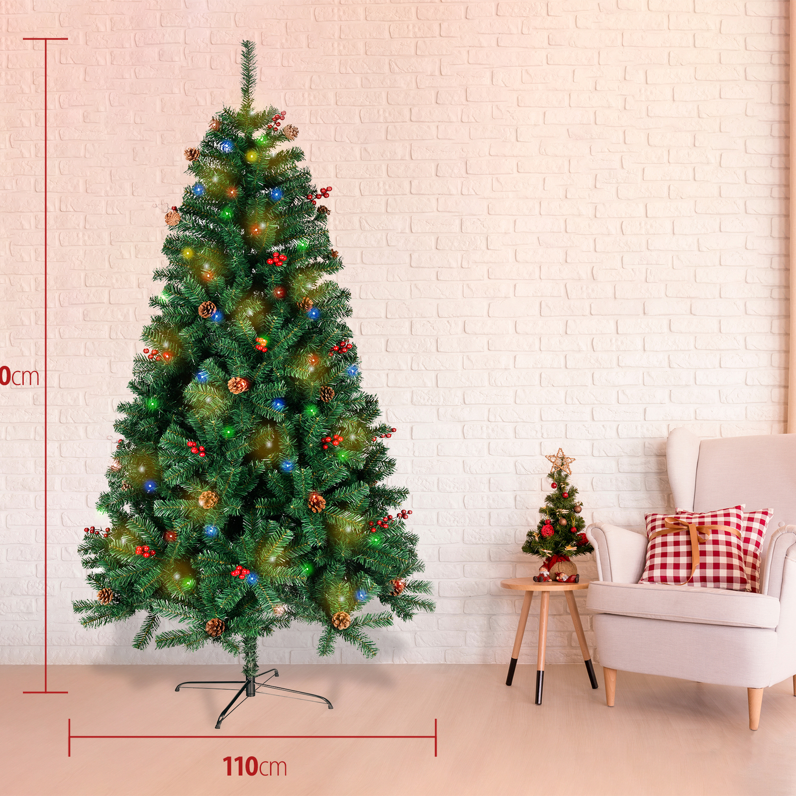 Festiva Christmas Tree With LED 2.1m Green Xmas Trees Pinecone