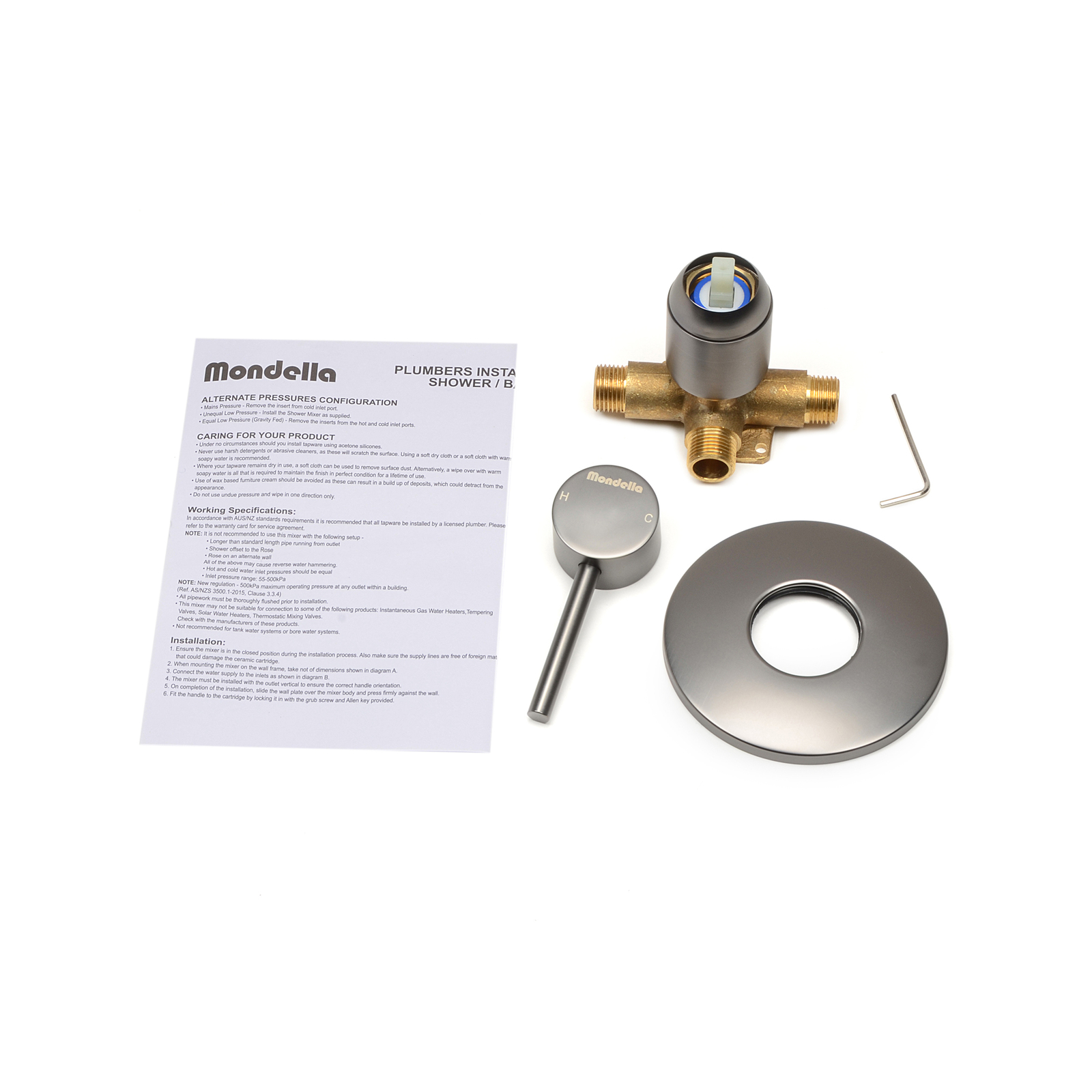 Mondella Gun Metal Resonance Pin Shower Mixer Suitable For Unequal / Mains Pressure Bunnings