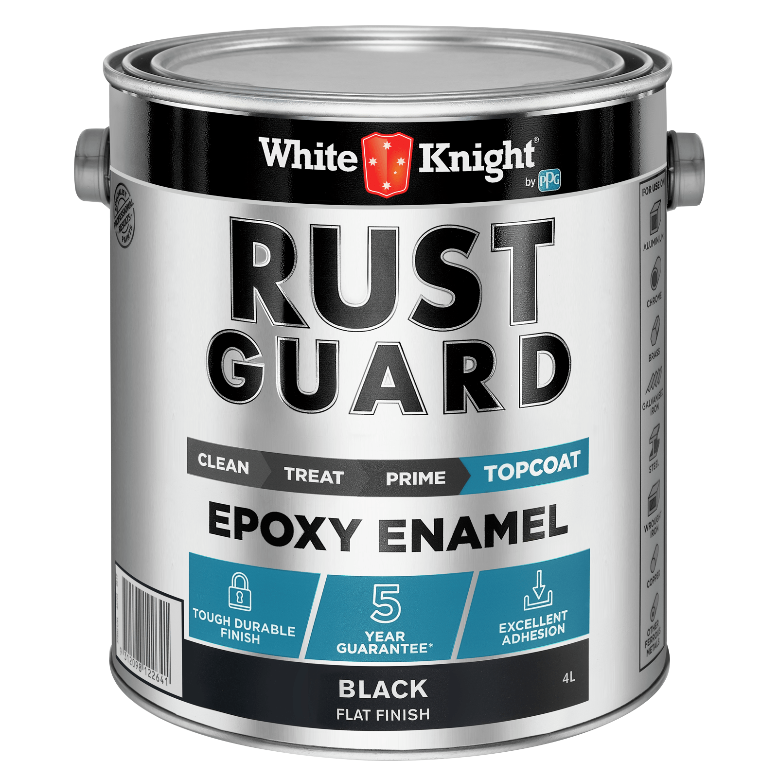 White Knight Rust Guard Flat Black Epoxy Enamel Paint 4L Bunnings