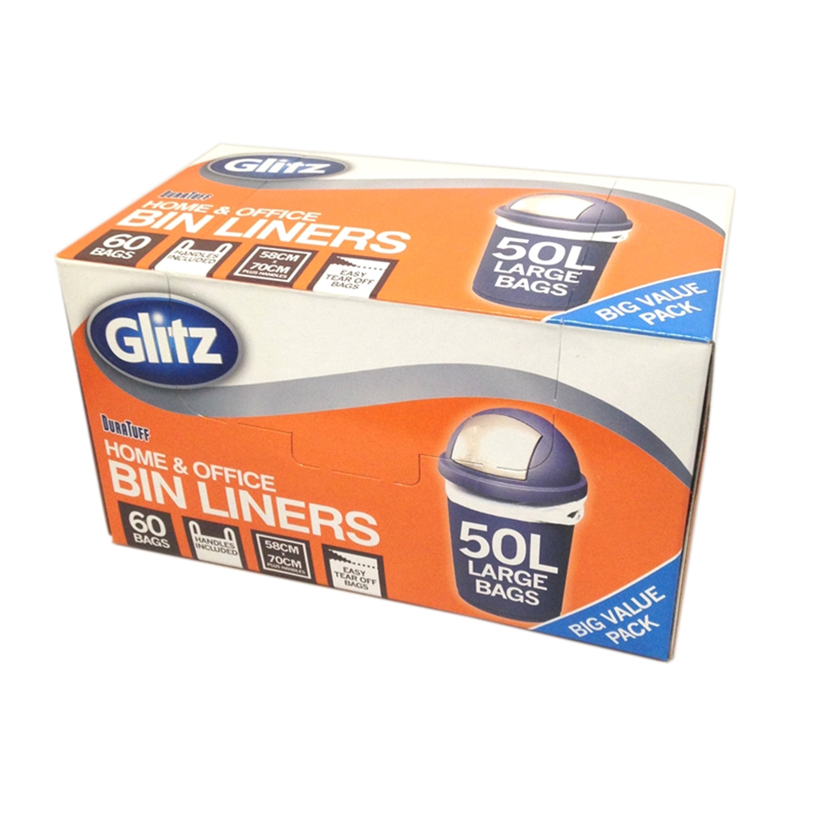 Glitz 50L Large Tie Top Kitchen Bin Liners 60 Pack Bunnings Australia