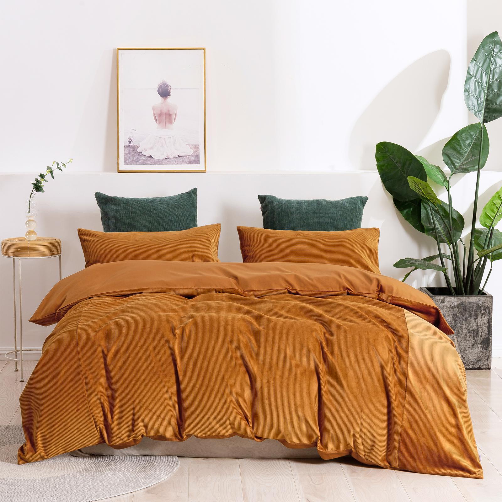 Dreamaker Corduroy Quilt Cover Set Rust Bunnings Australia