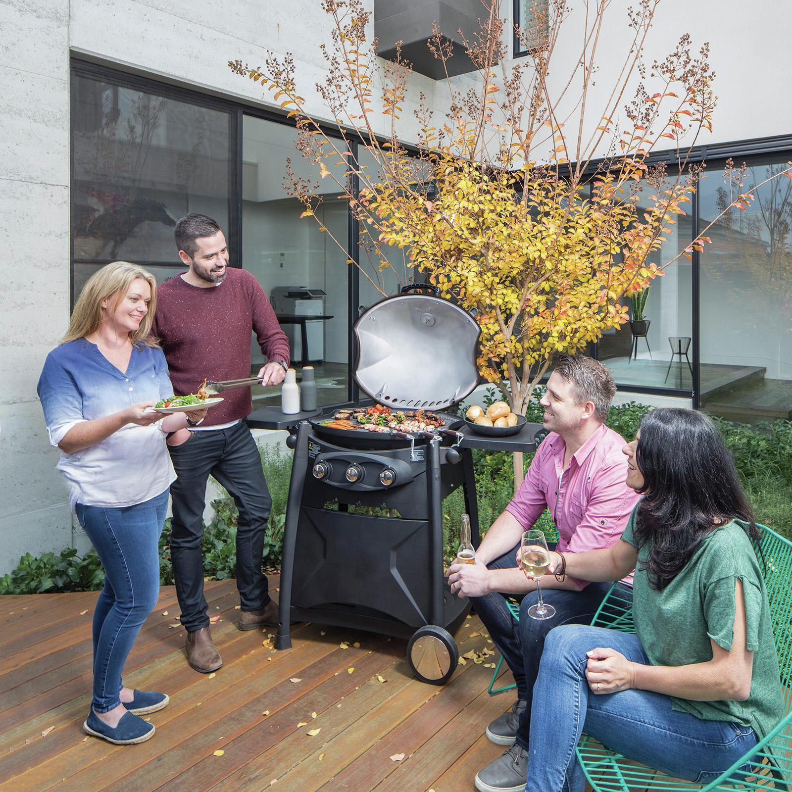 Gasmate Odyssey 3 Burner BBQ Black Bunnings Australia