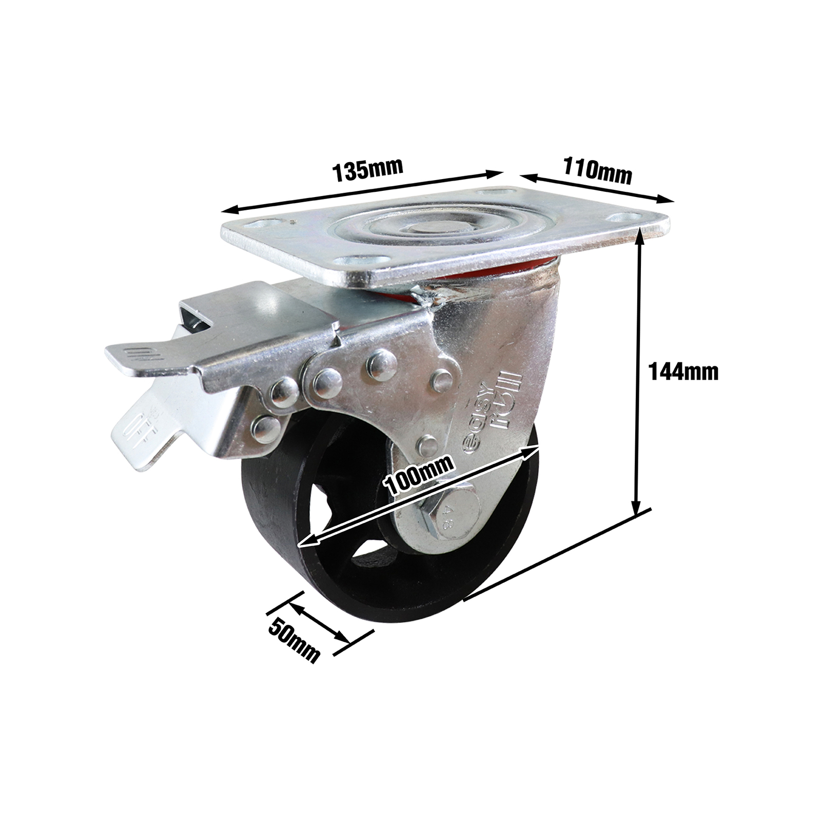 Easyroll 100mm Cast Iron Swivel Brake Bunnings Australia