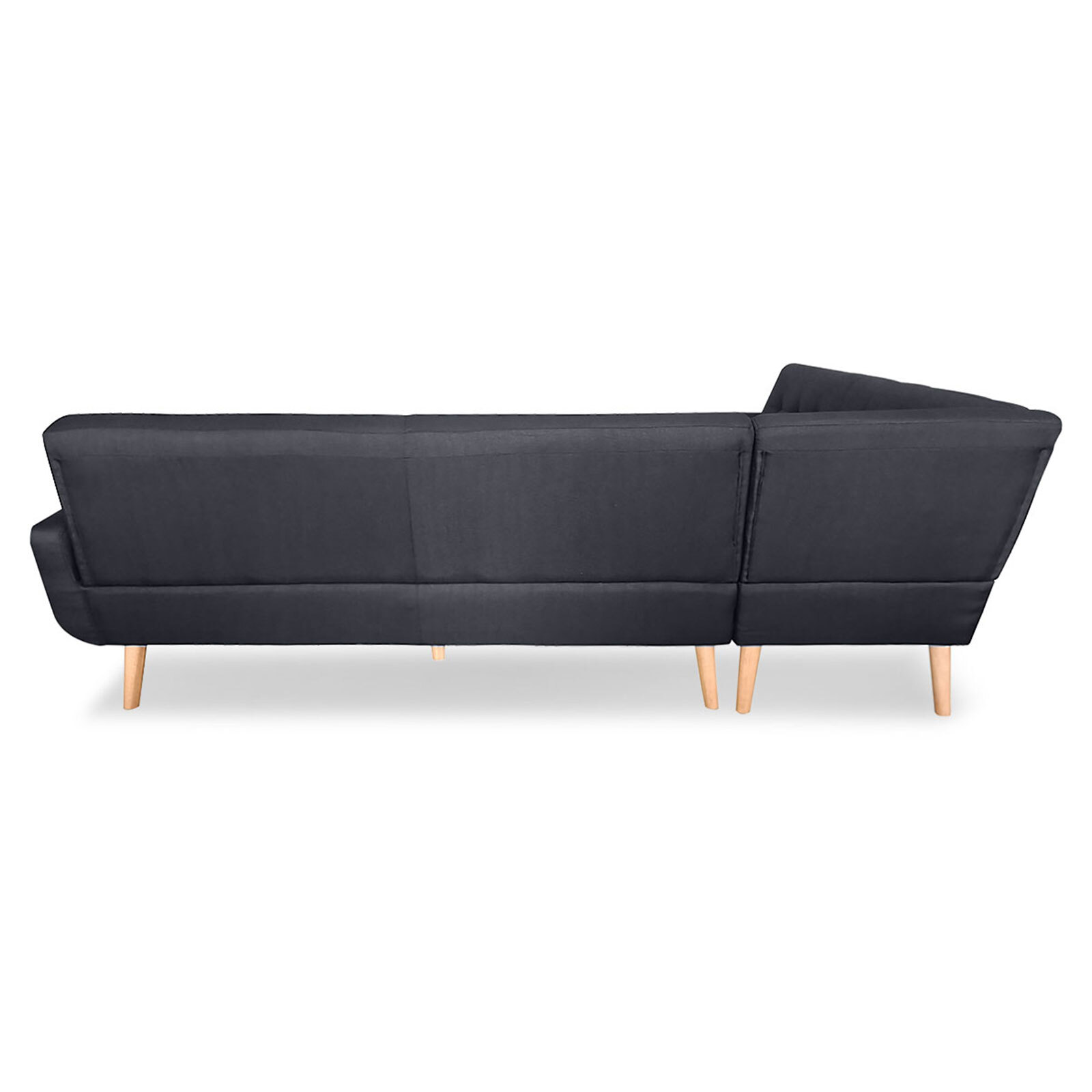 Faux Linen Corner Wooden Sofa Futon Lounge Lshaped with Chaise Black