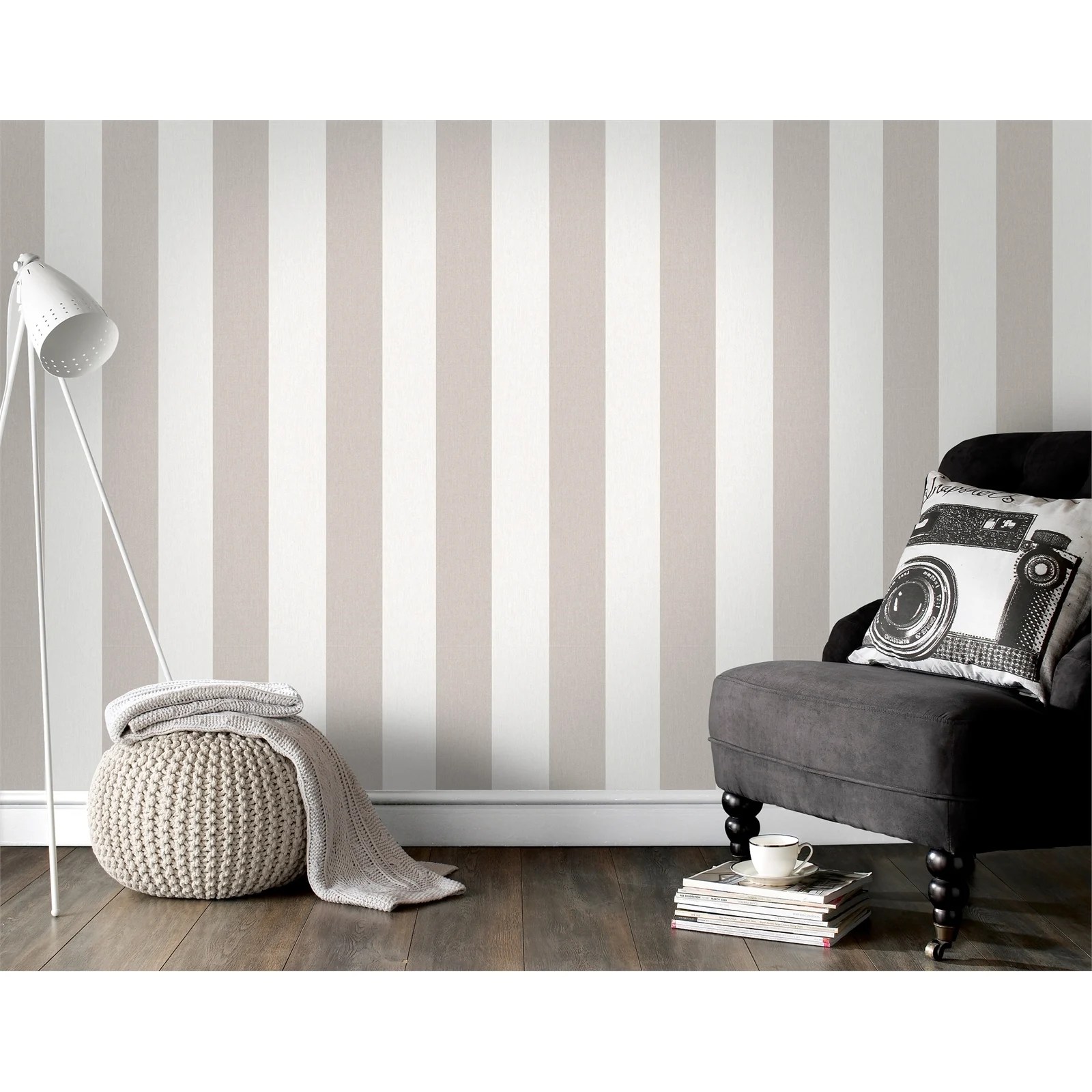 Superfresco Easy 52cm Natural Calico Stripe Wallpaper Natural Calico