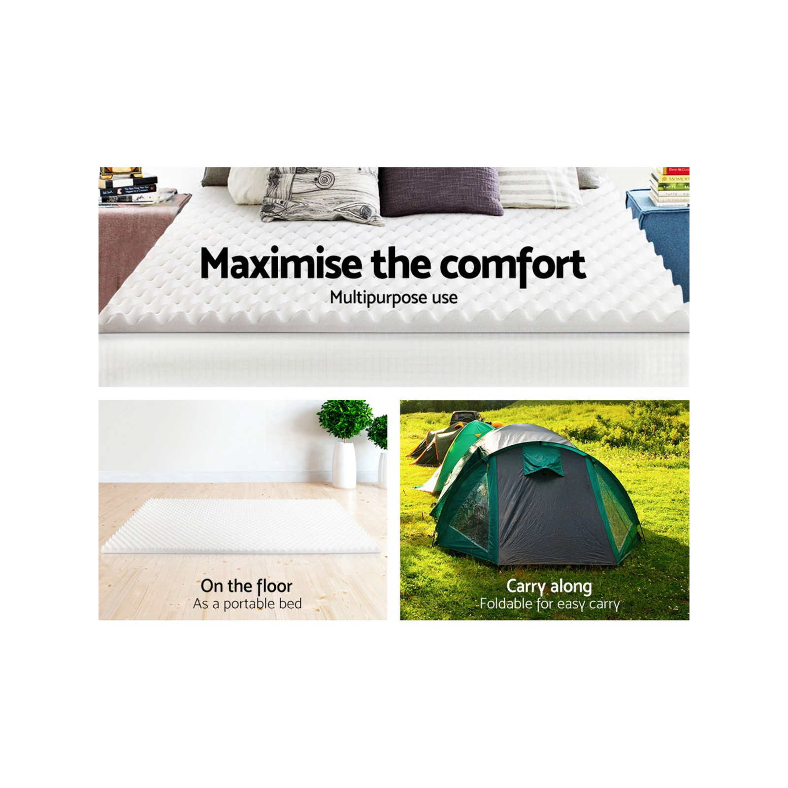 Giselle Mattress Topper Egg Crate Foam Toppers Double Bunnings