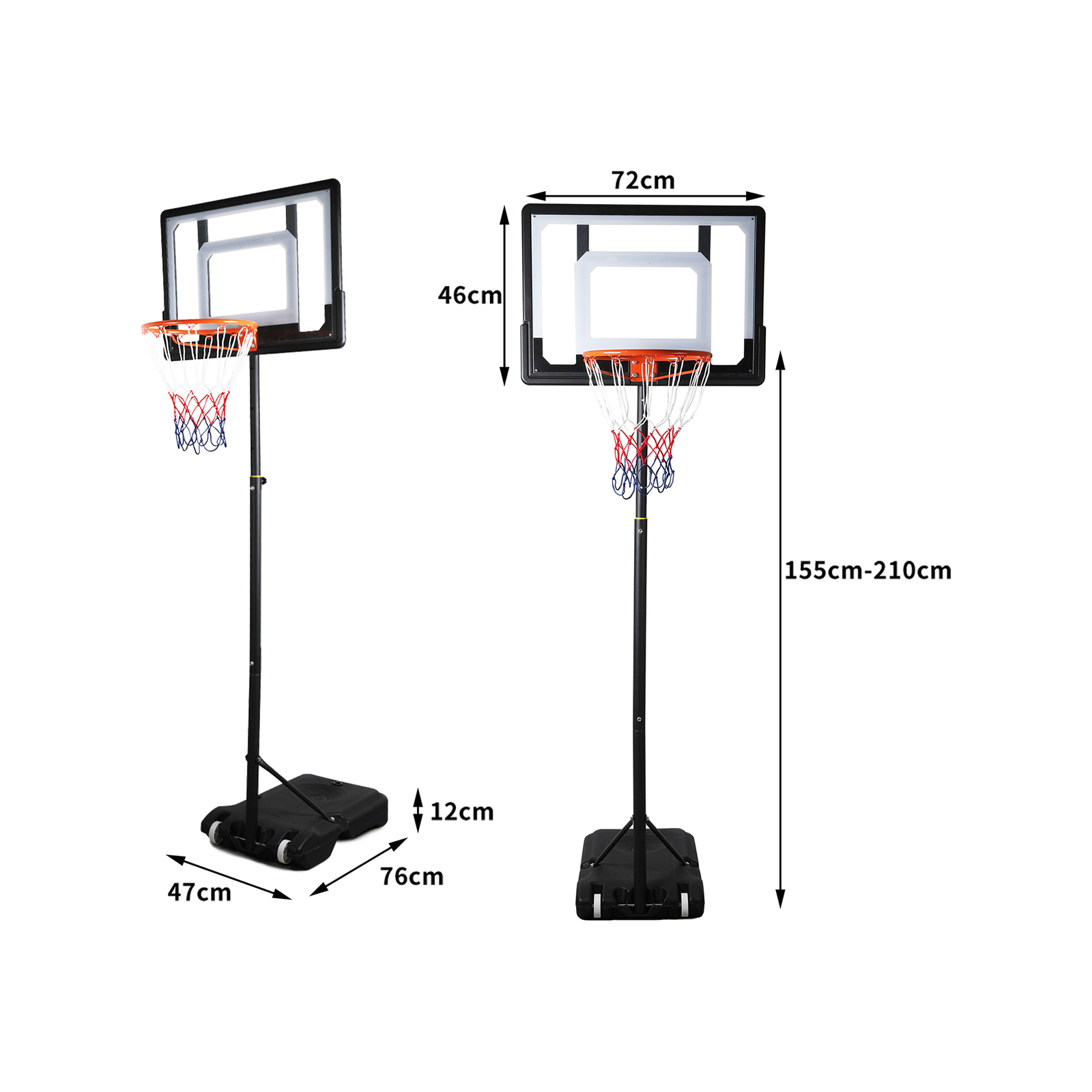 Centra Basketball Hoop Stand Ring Portable 2.1M Adjustable Height Kids
