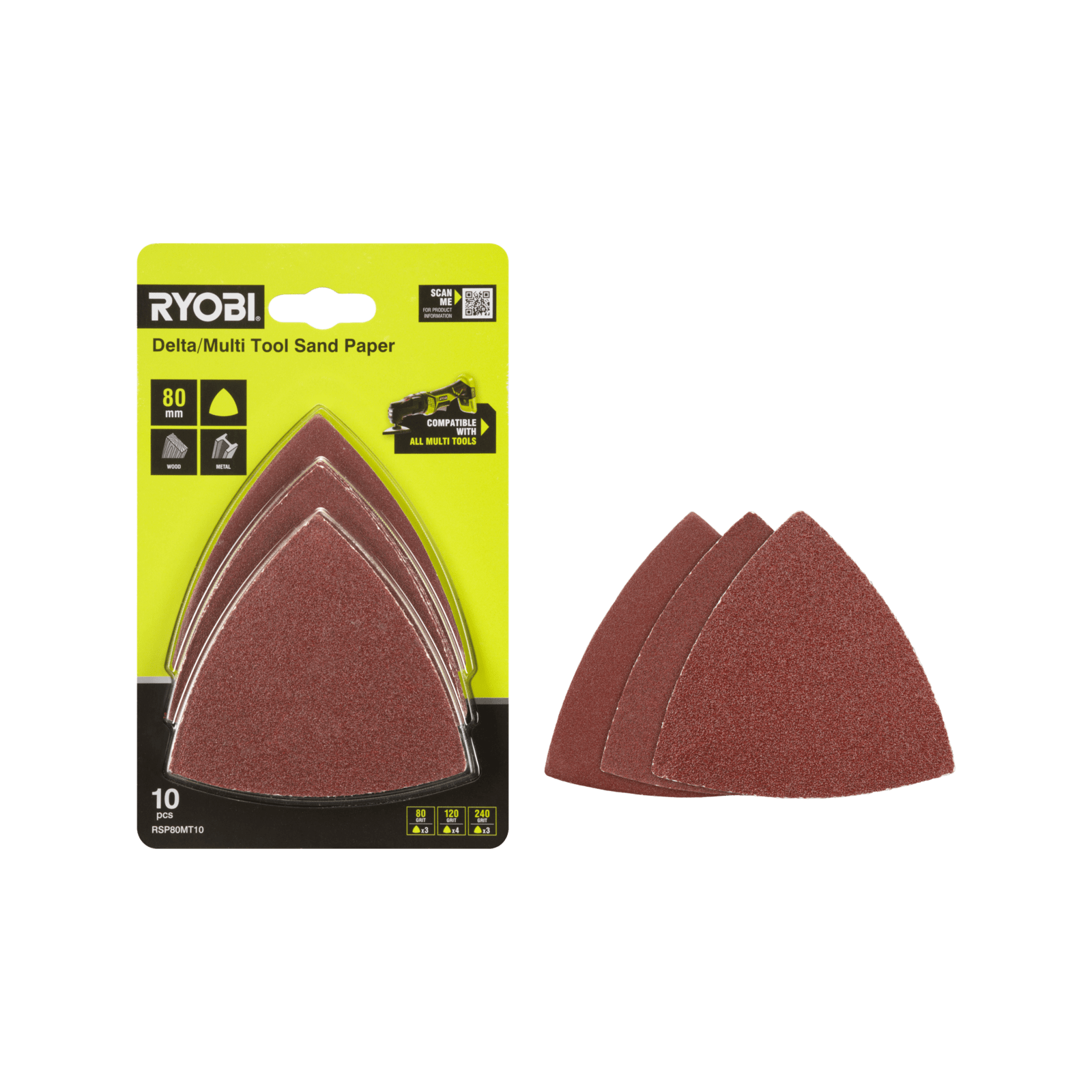 Ryobi 10Piece 80mm Delta/MultiTool Sanding Set Bunnings Australia