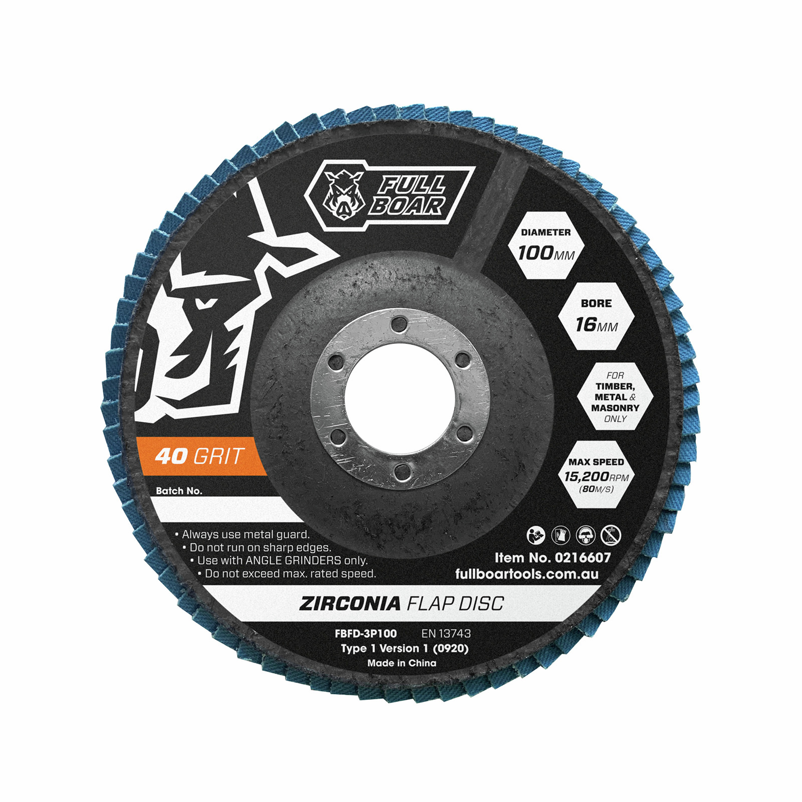 Full Boar 100mm Zirconia Flap Disc (40/80/120 Grit) 3 Pack Bunnings