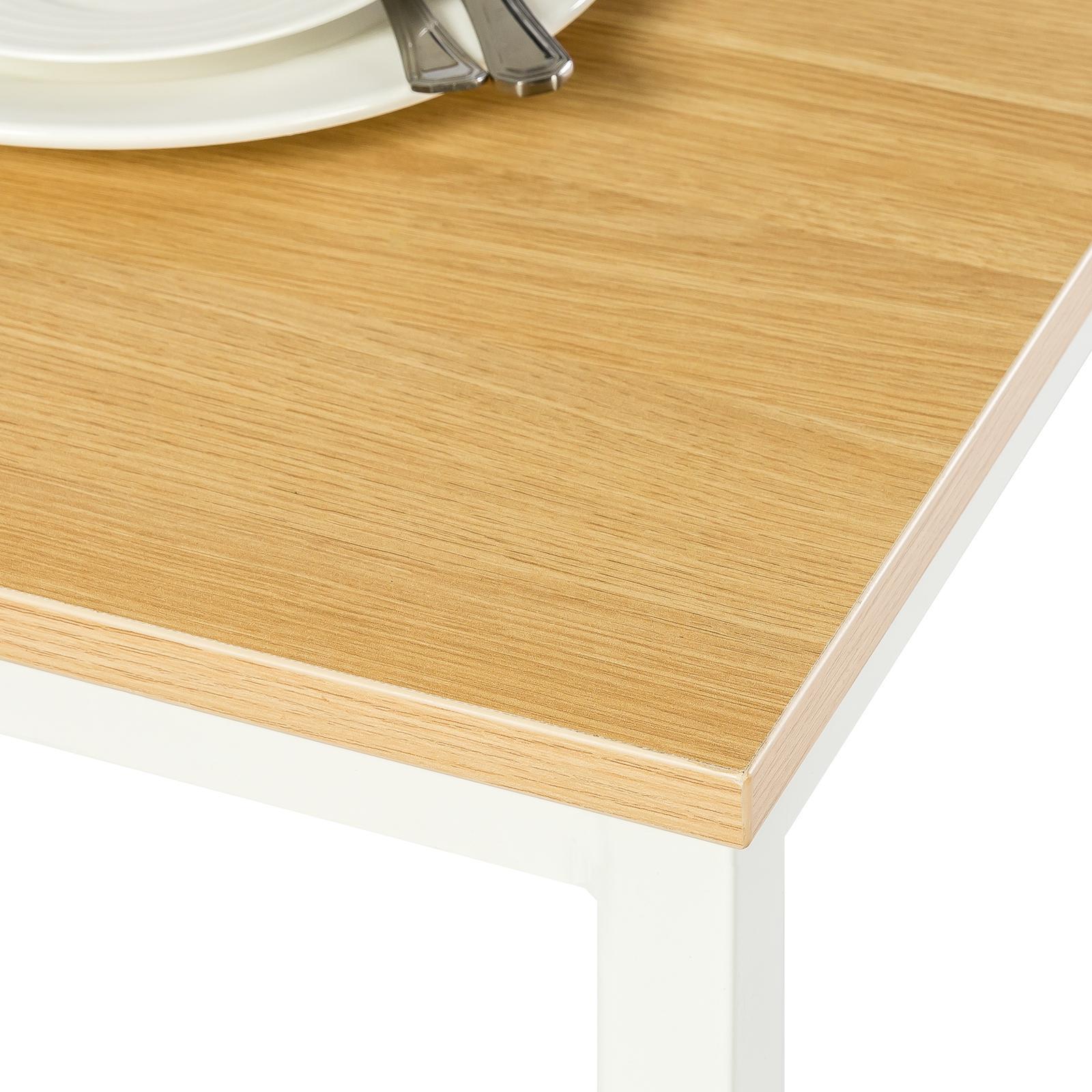 Zinus Louis White Dining Table with Two Benches 3 Piece Dining Table