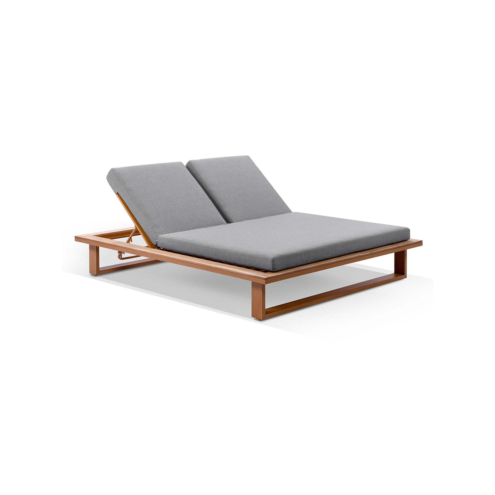 Outdoor Balmoral Aluminium Double Sun Lounge In Teak Look Finish With