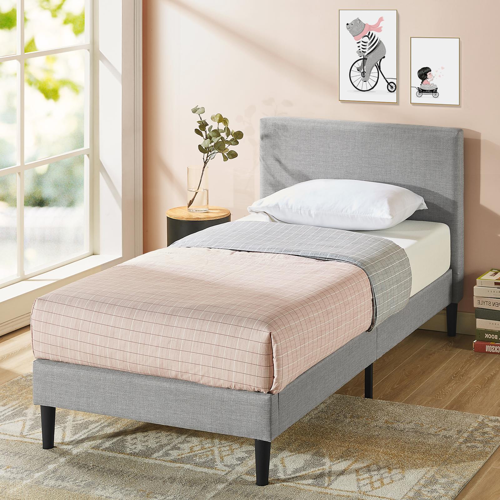 Zinus Bed Frame King Single Size Fabric Bed Light Grey Nelly Bunnings